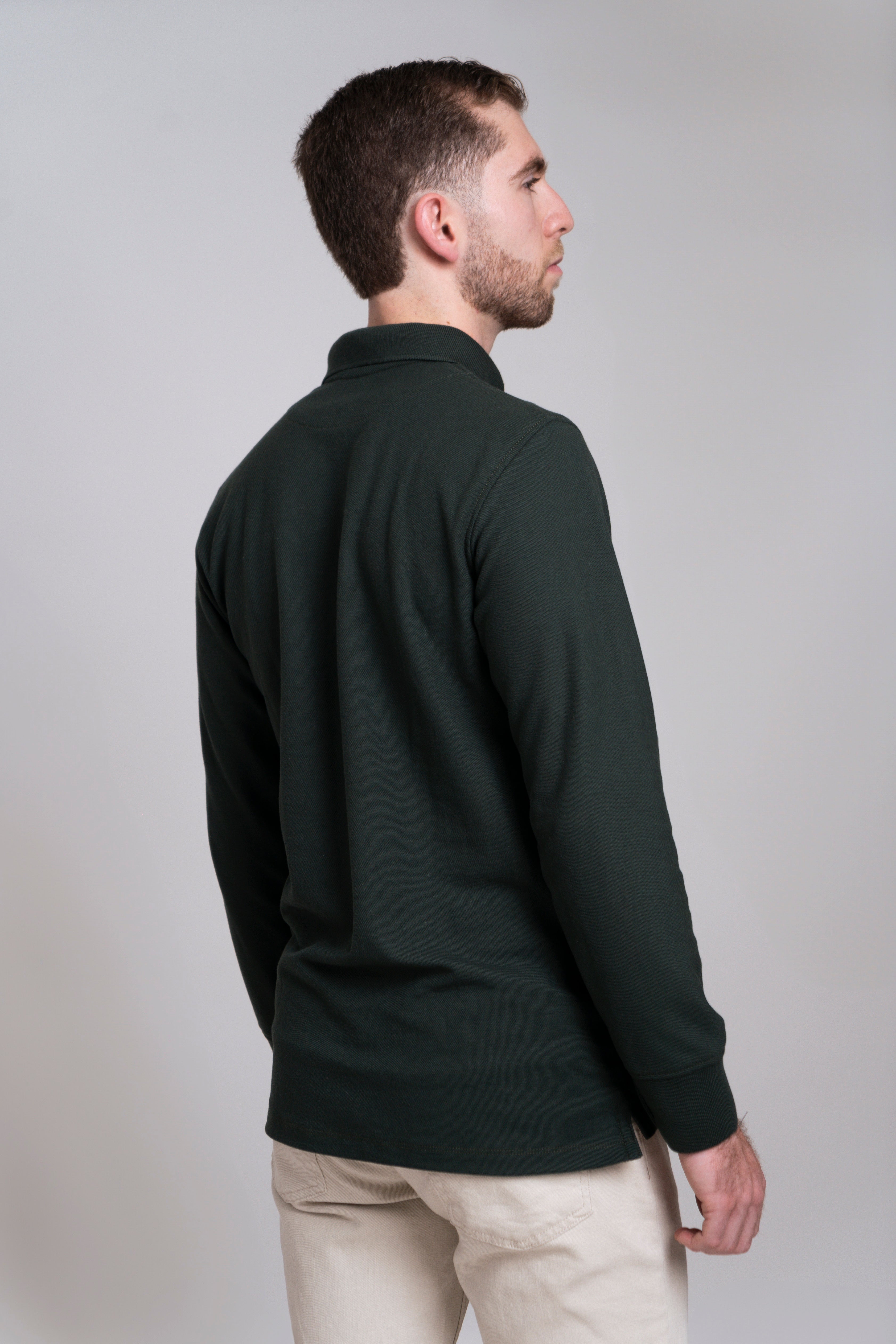 Polo Verde Moss Manga Larga con Zipper