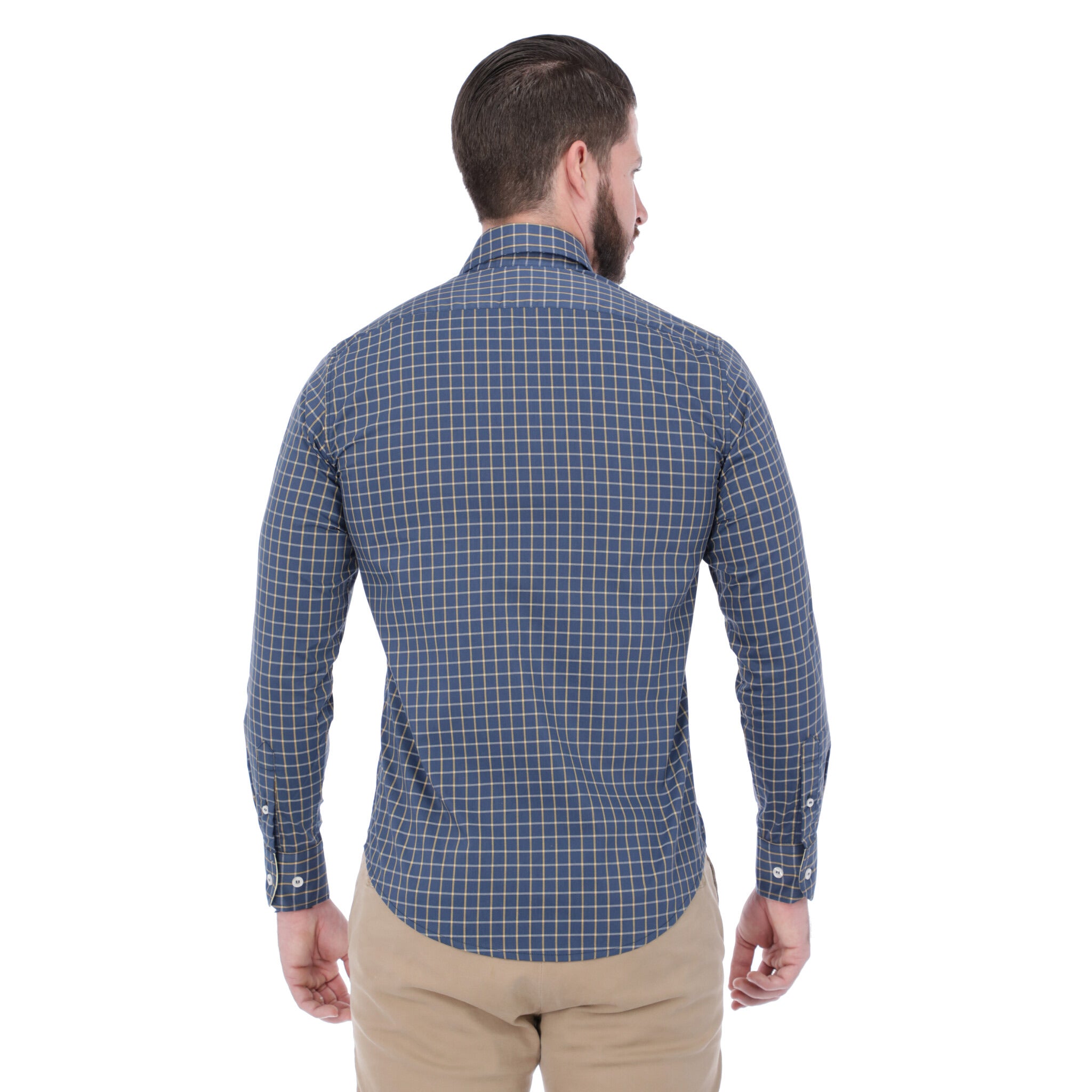 Cuadro Azul Marino con Oxford Amarillo