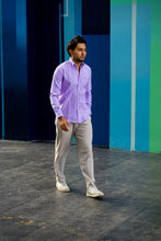 Camisa Oxford Ligero Lila Contrastes Cielo