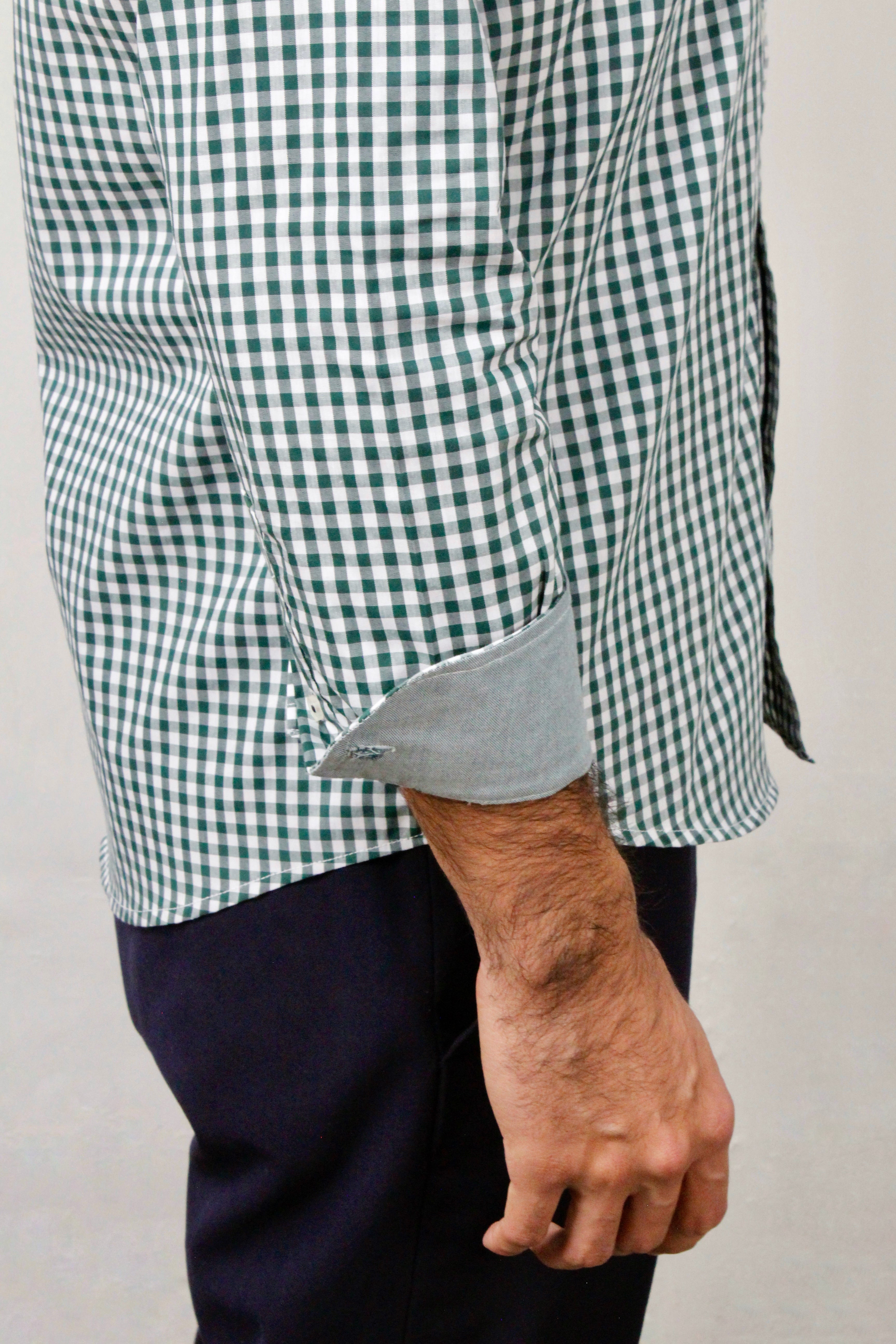 Camisa Popelín Cuadro Verde Botella