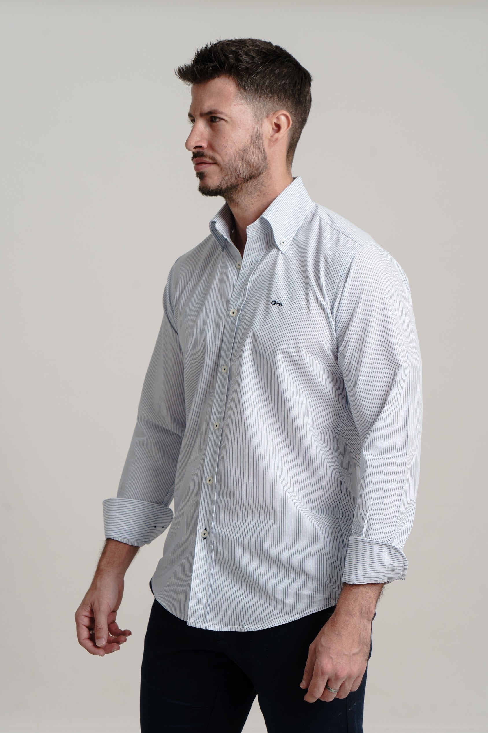 Camisa Popelin Rayas Marino