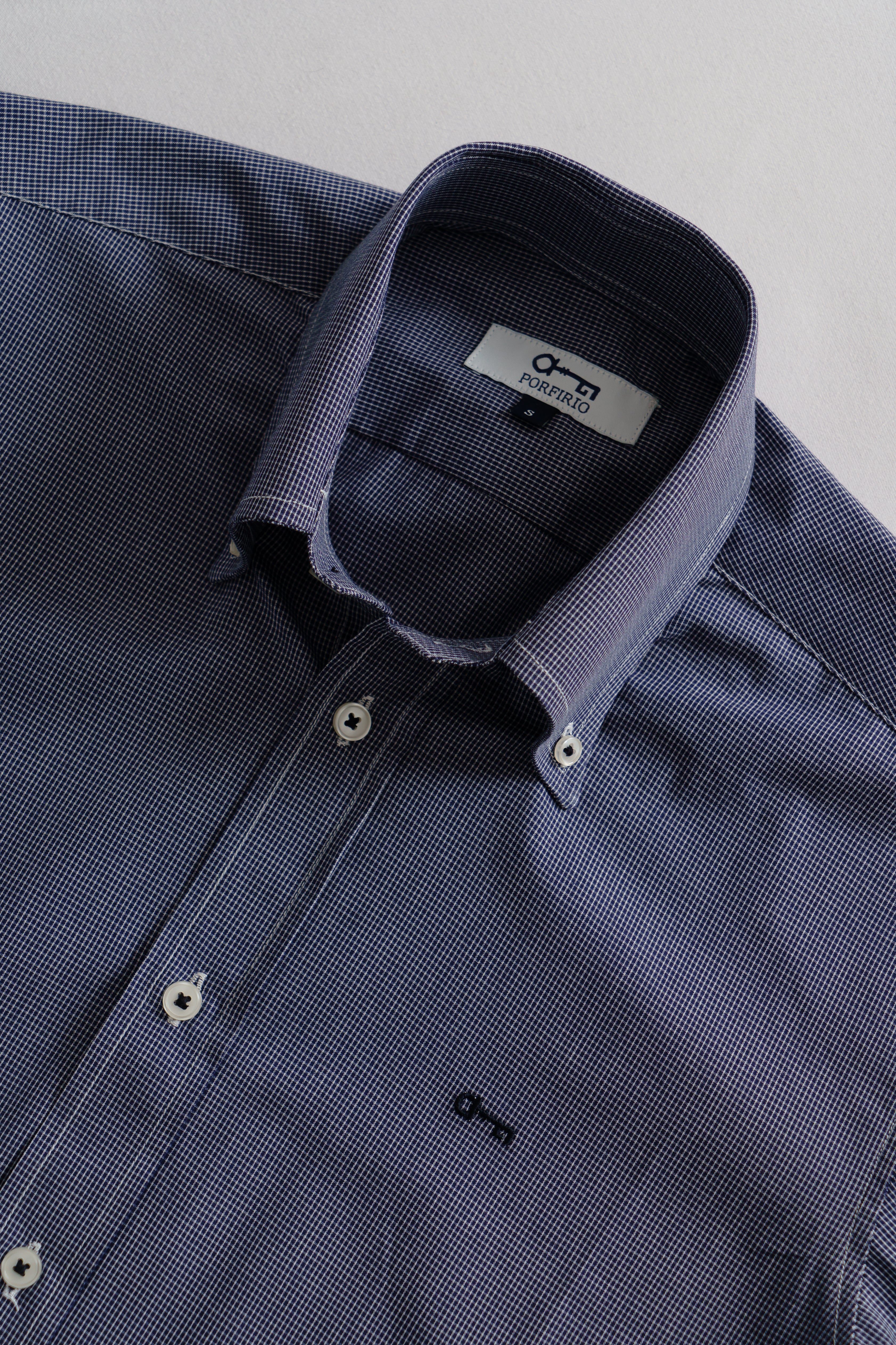 Camisa Algodón Cuadro Mini Marino