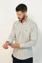 Camisa Popelin Cuadro Verde y Naranja