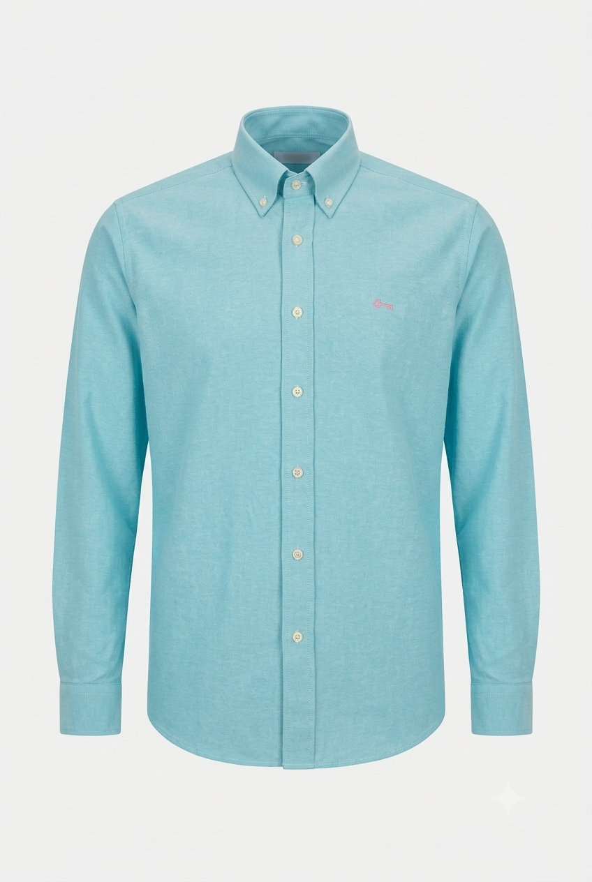 Camisa Oxford Azul Turquesa