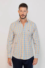 Camisa Popelin Cuadro Verde y Naranja