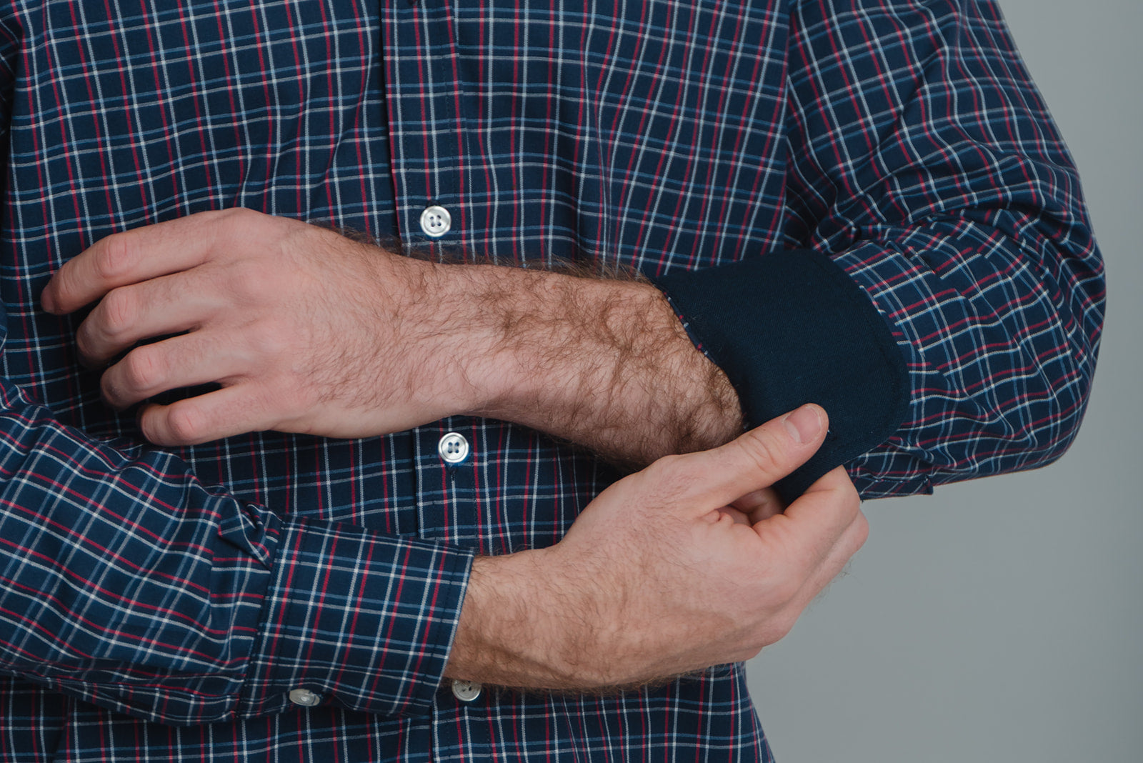 Camisa Algodón Cuadro Marino Contraste