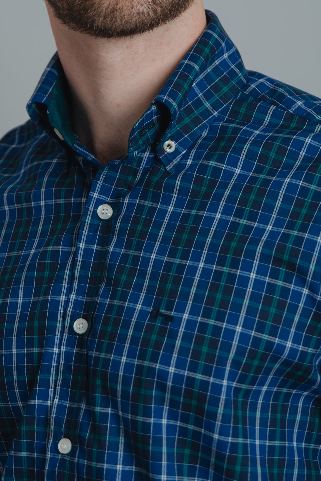 Camisa Cuadro Escocés Azul con Verde