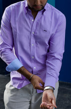 Camisa Oxford Ligero Lila Contrastes Cielo