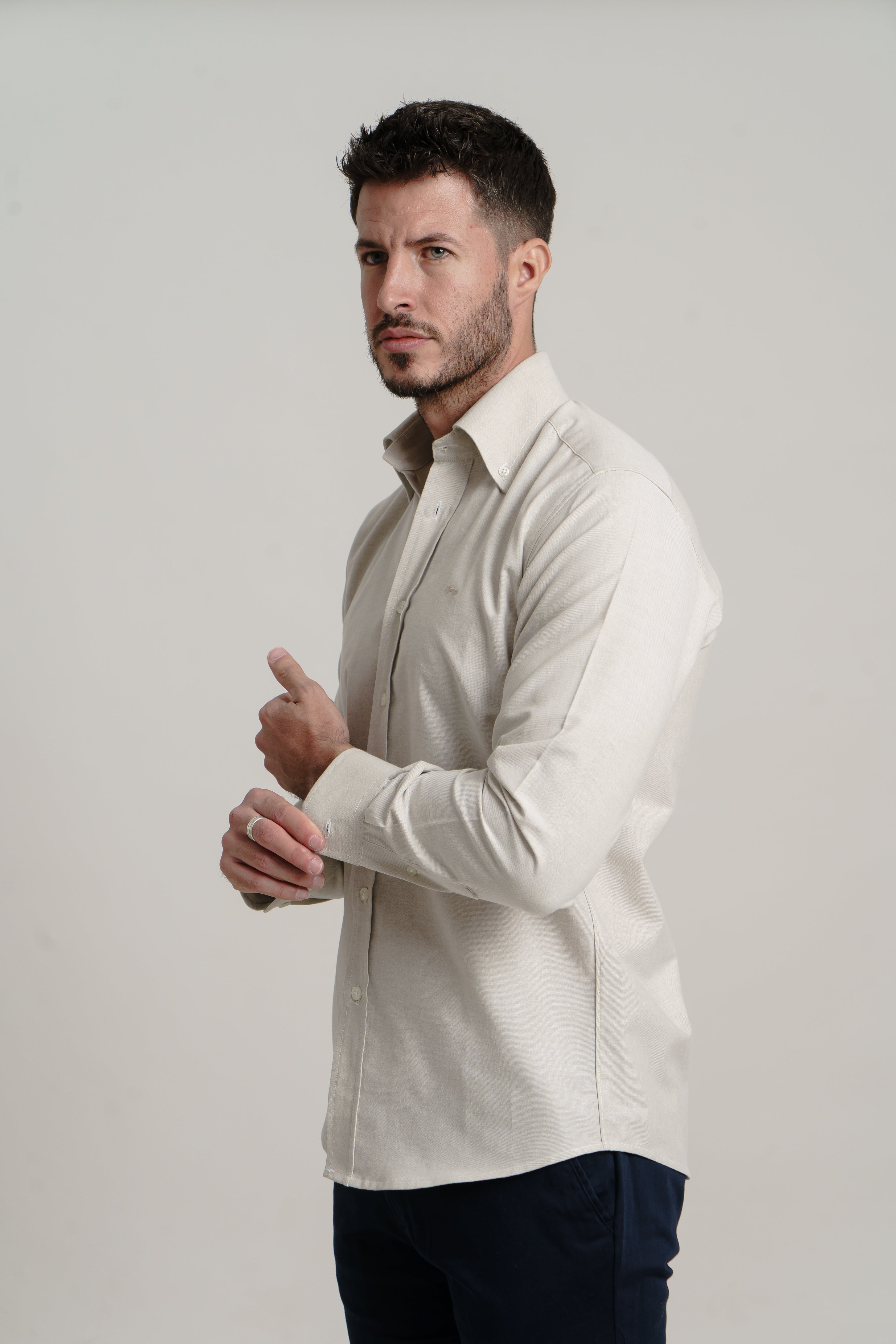 Camisa Beige Oxford Ligero