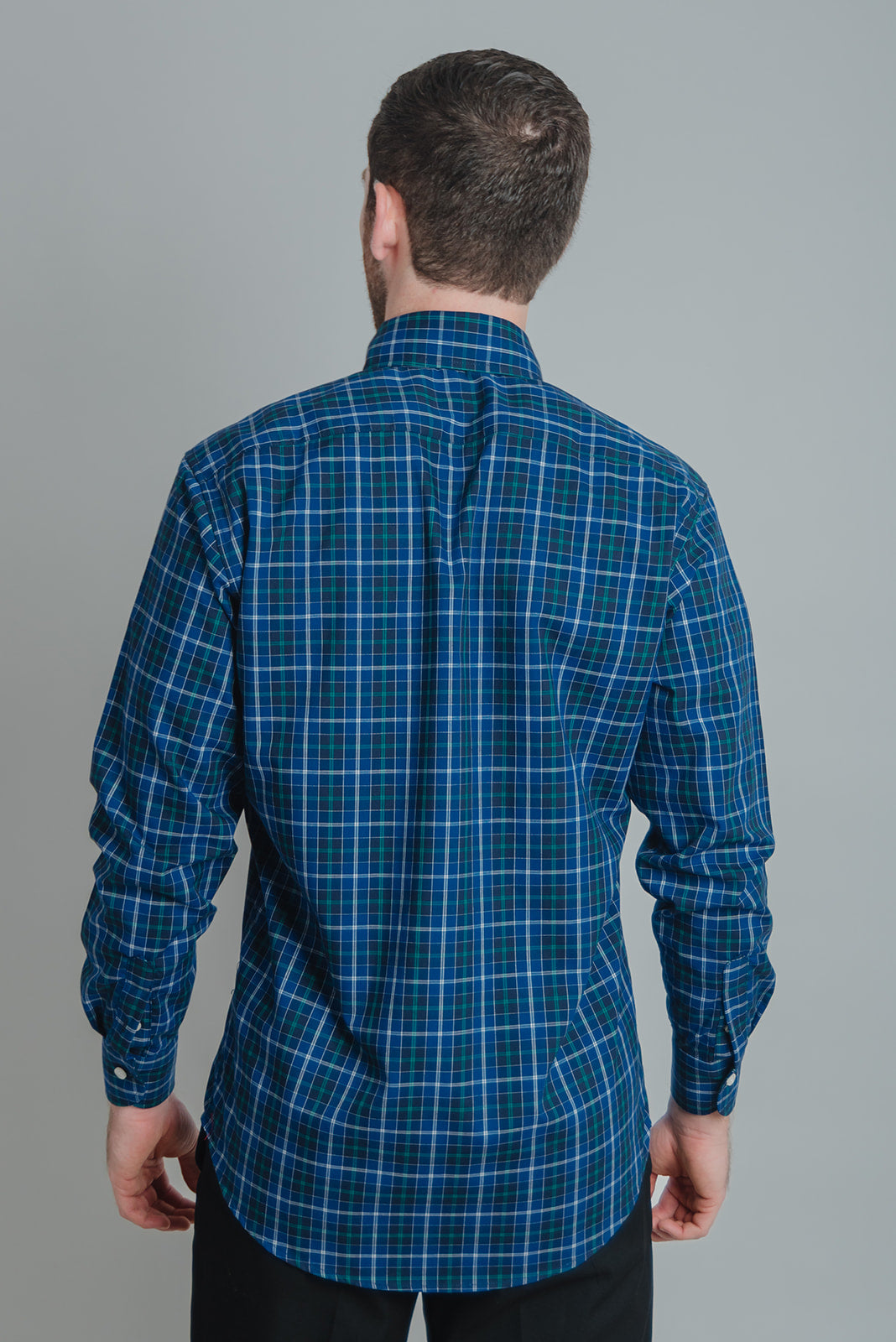 Camisa Cuadro Escocés Azul con Verde