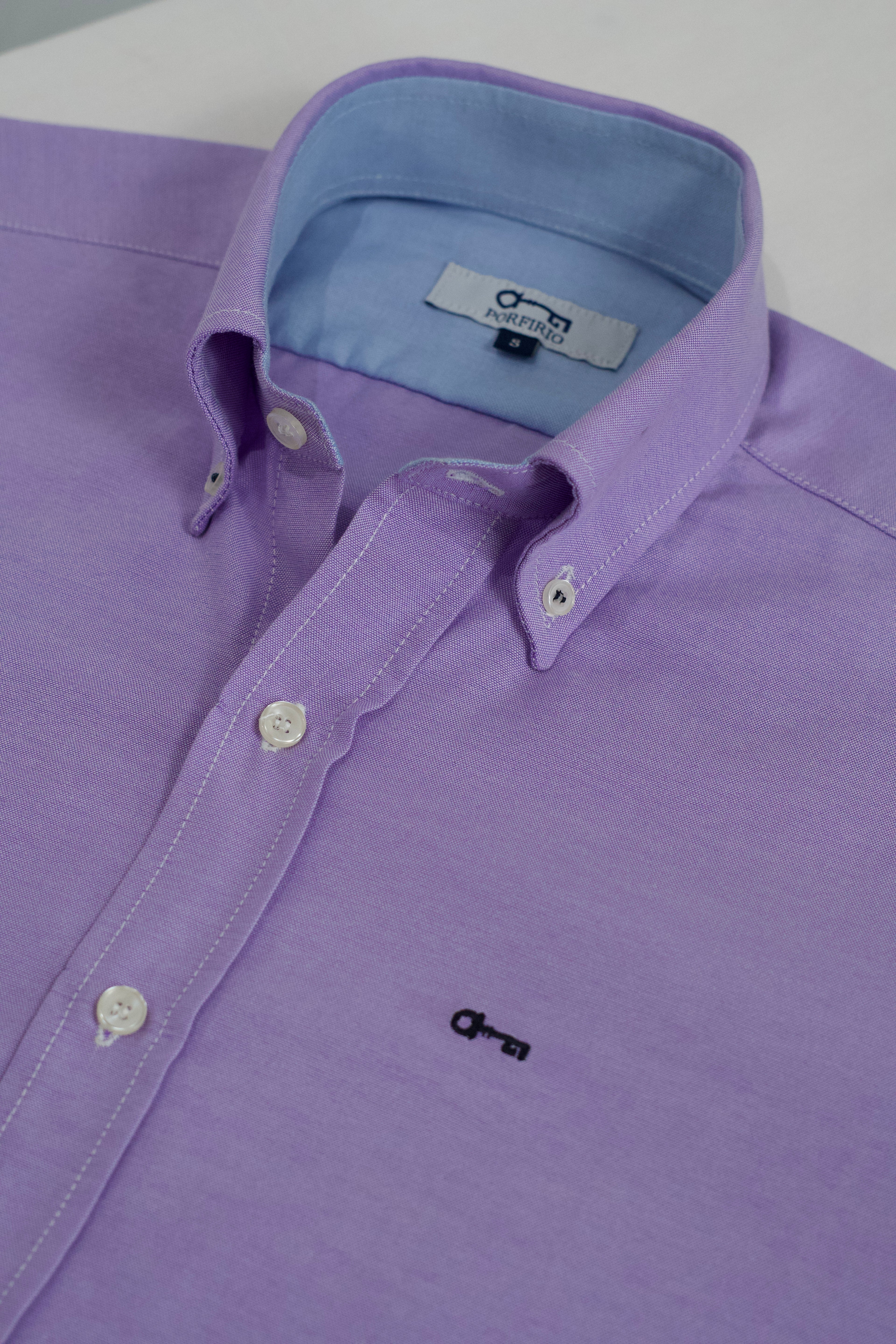 Camisa Oxford Ligero Lila Contrastes Cielo