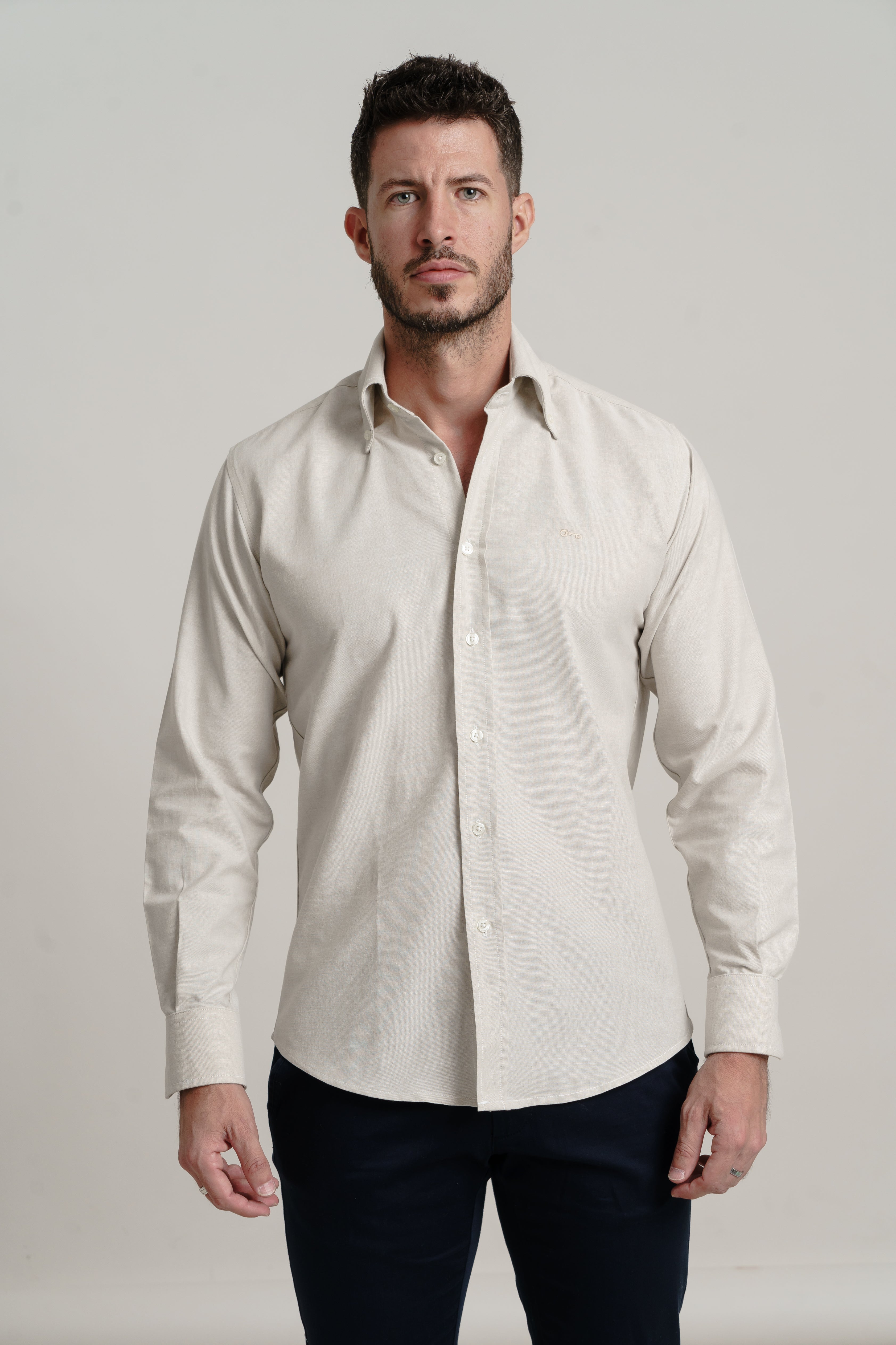 Camisa Beige Oxford Ligero