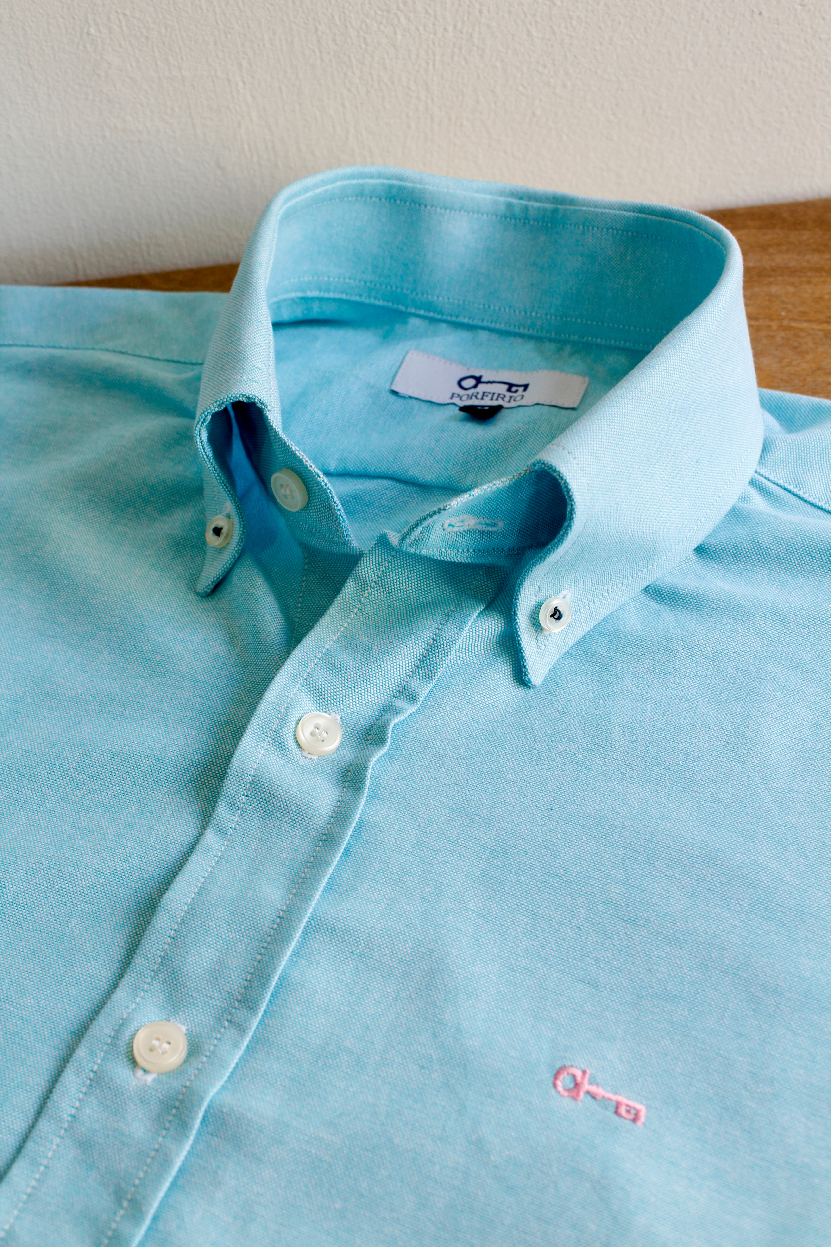 Camisa Oxford Azul Turquesa