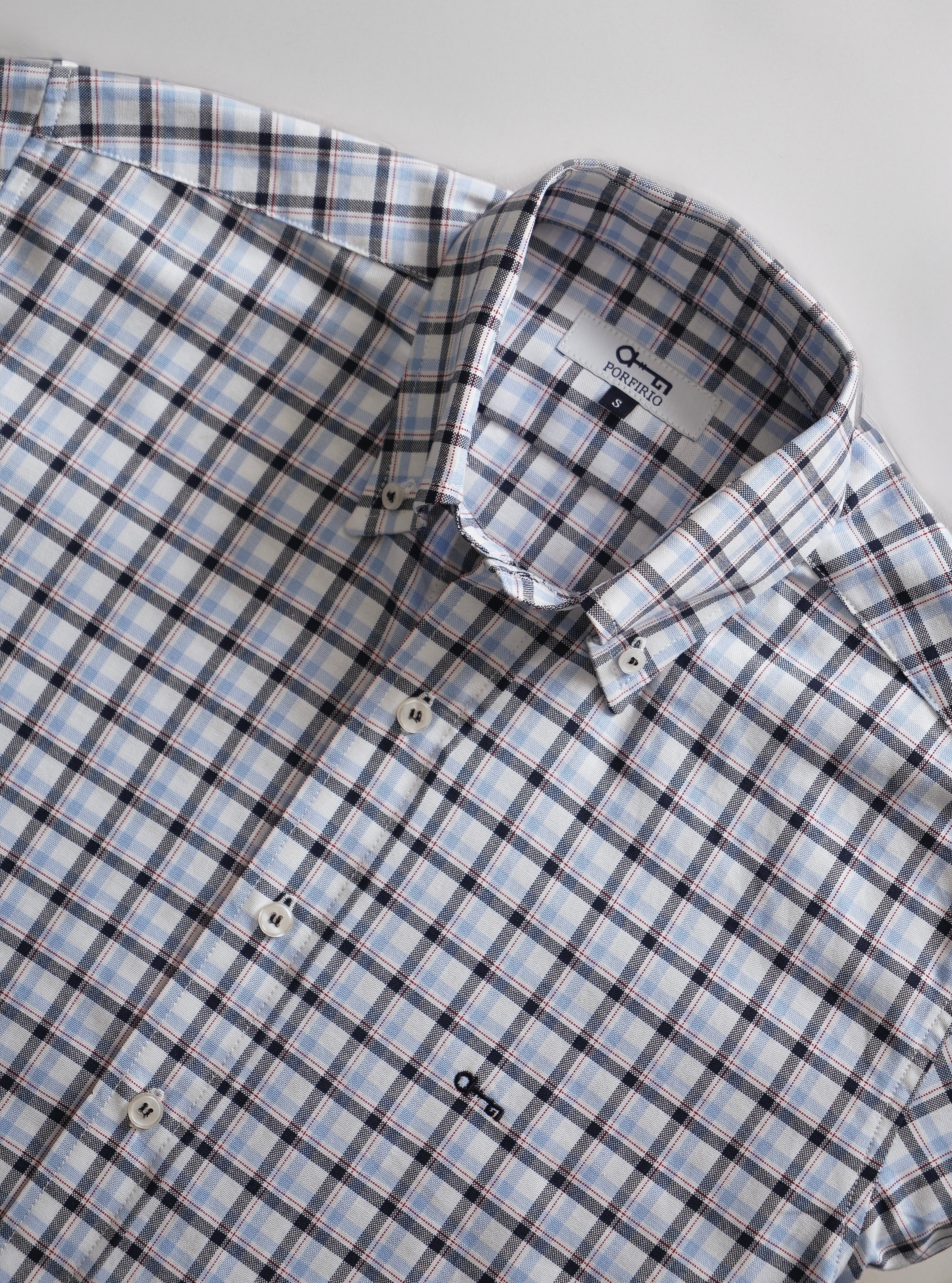 Camisa Oxford Cuadro Azul Cielo
