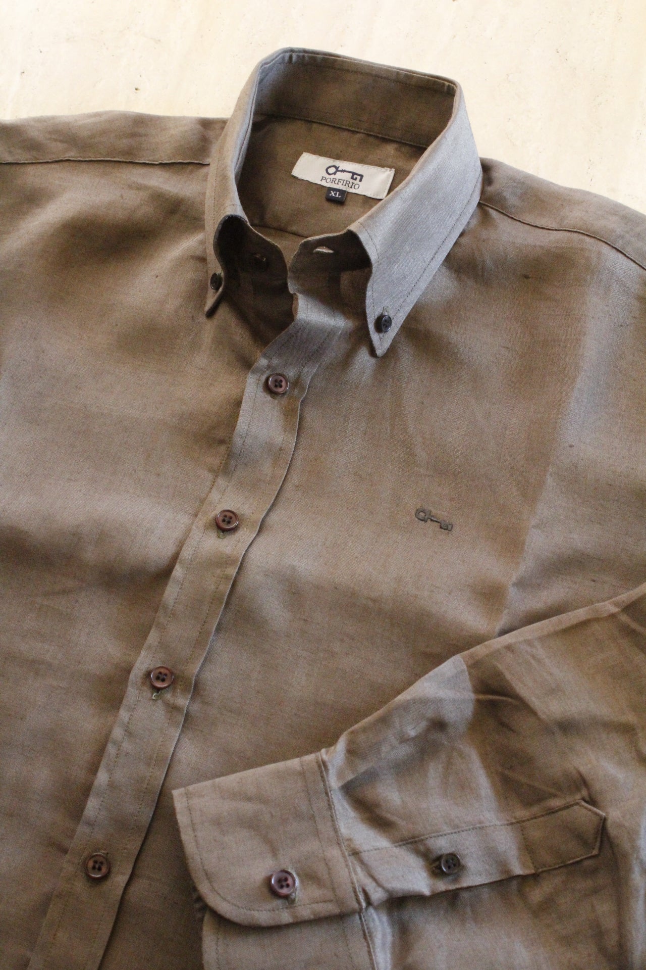 Camisa Verde Olivo 100% Lino Europeo