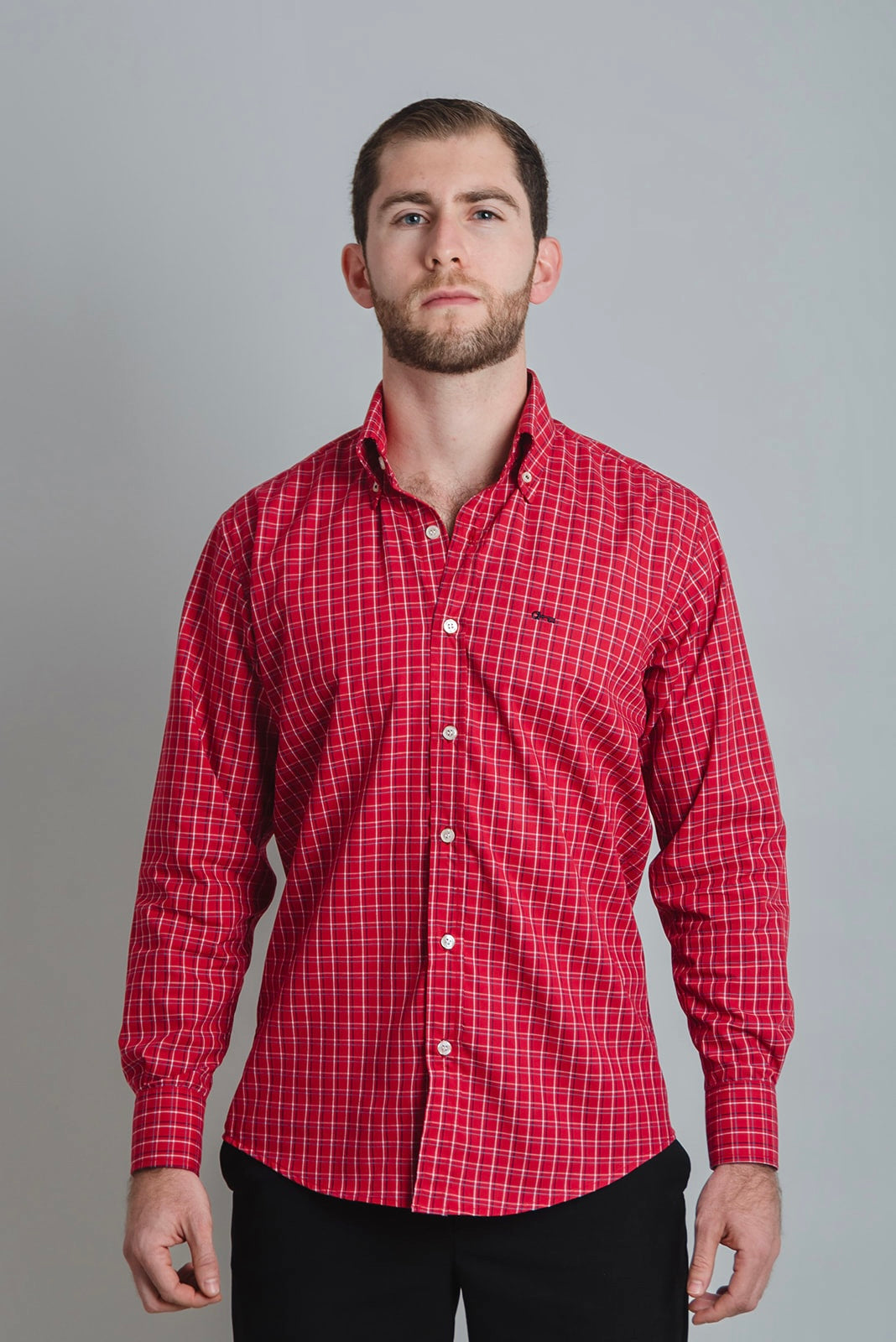 Camisa Algodón Cuadro Rojo