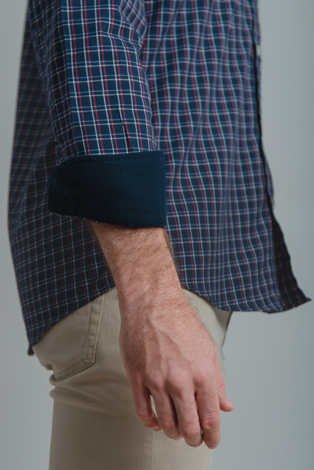 Camisa Algodón Cuadro Marino Contraste