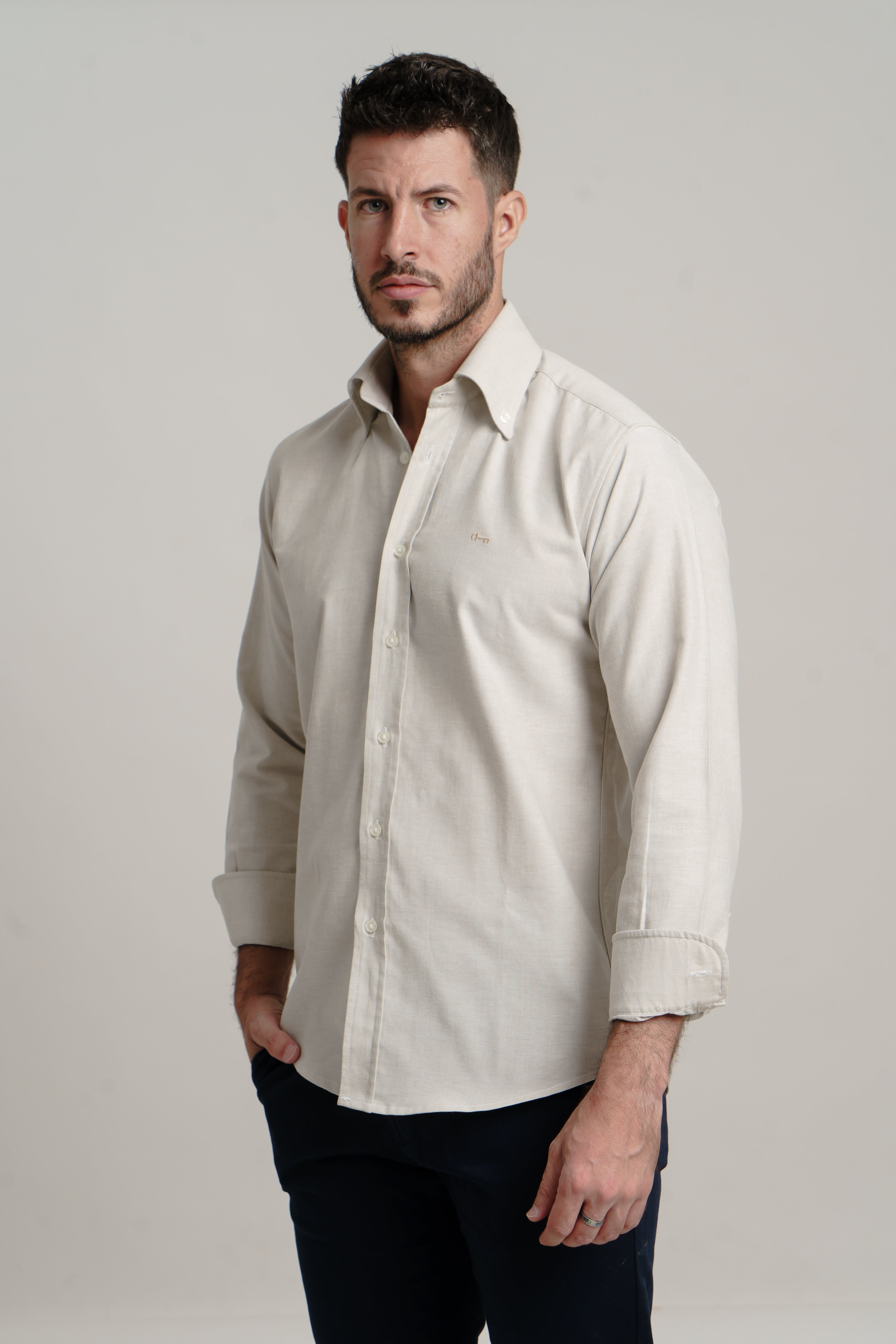 Camisa Beige Oxford Ligero