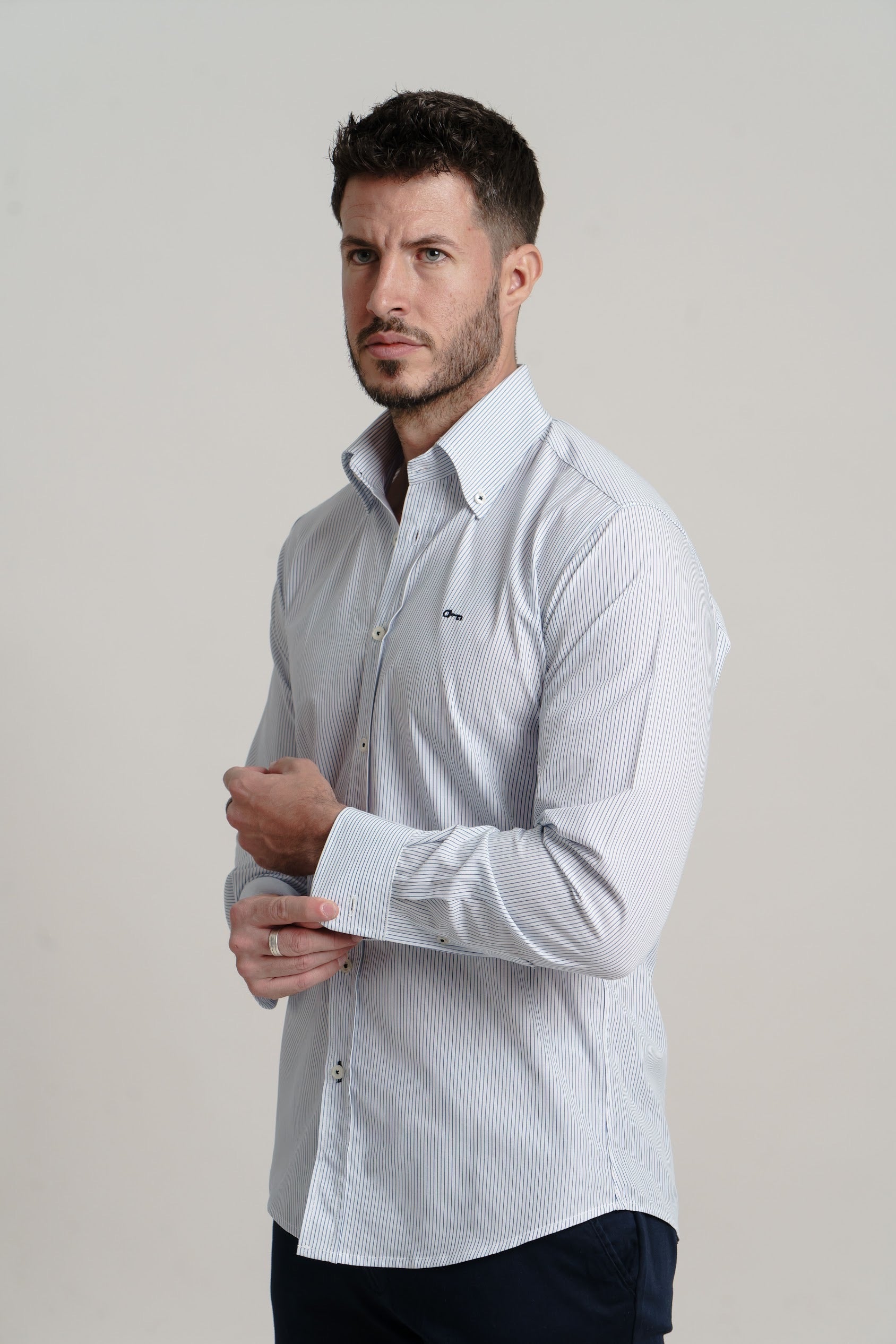 Camisa Popelin Rayas Marino