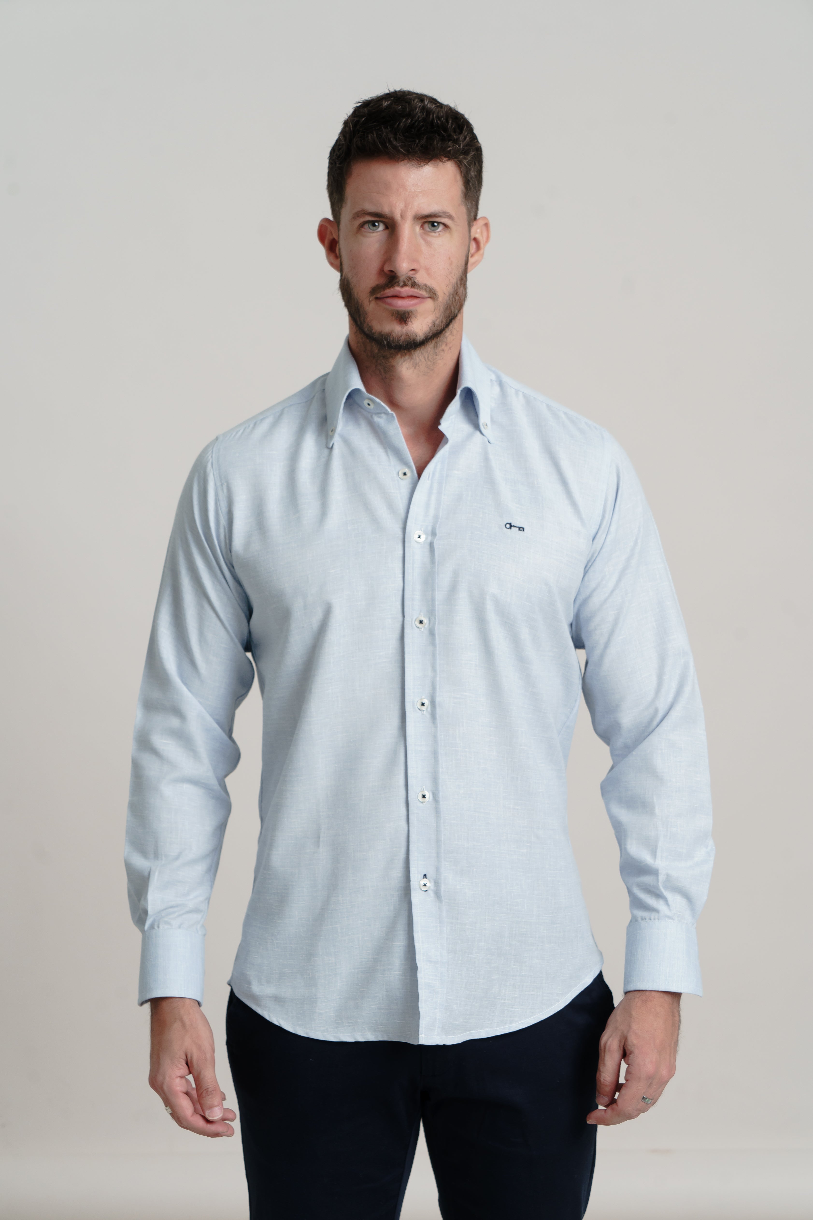 Camisa Lino Azul Cielo