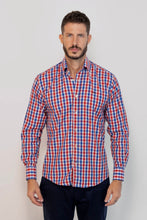 Camisa Popelin Cuadro Rojo y Marino