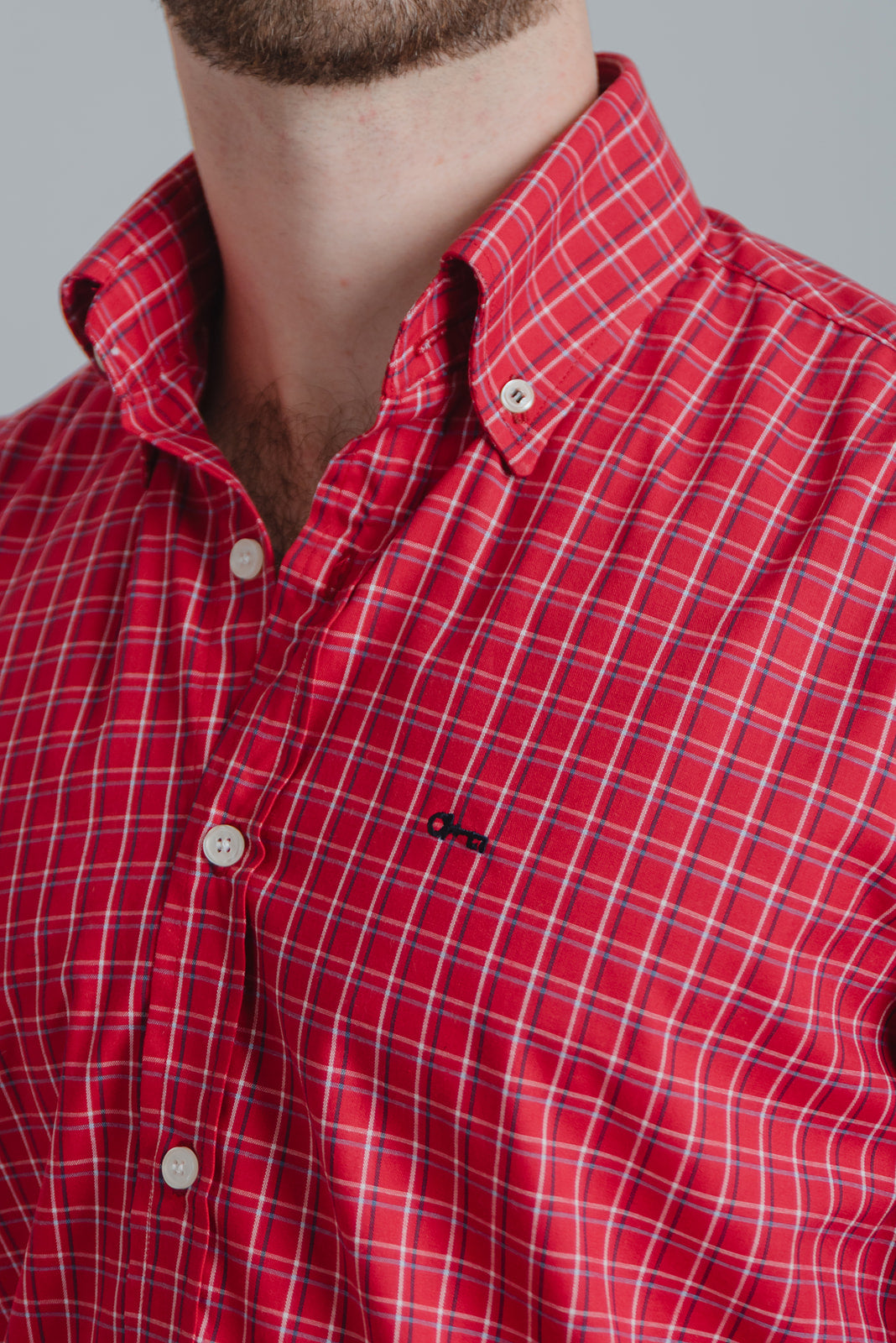 Camisa Algodón Cuadro Rojo