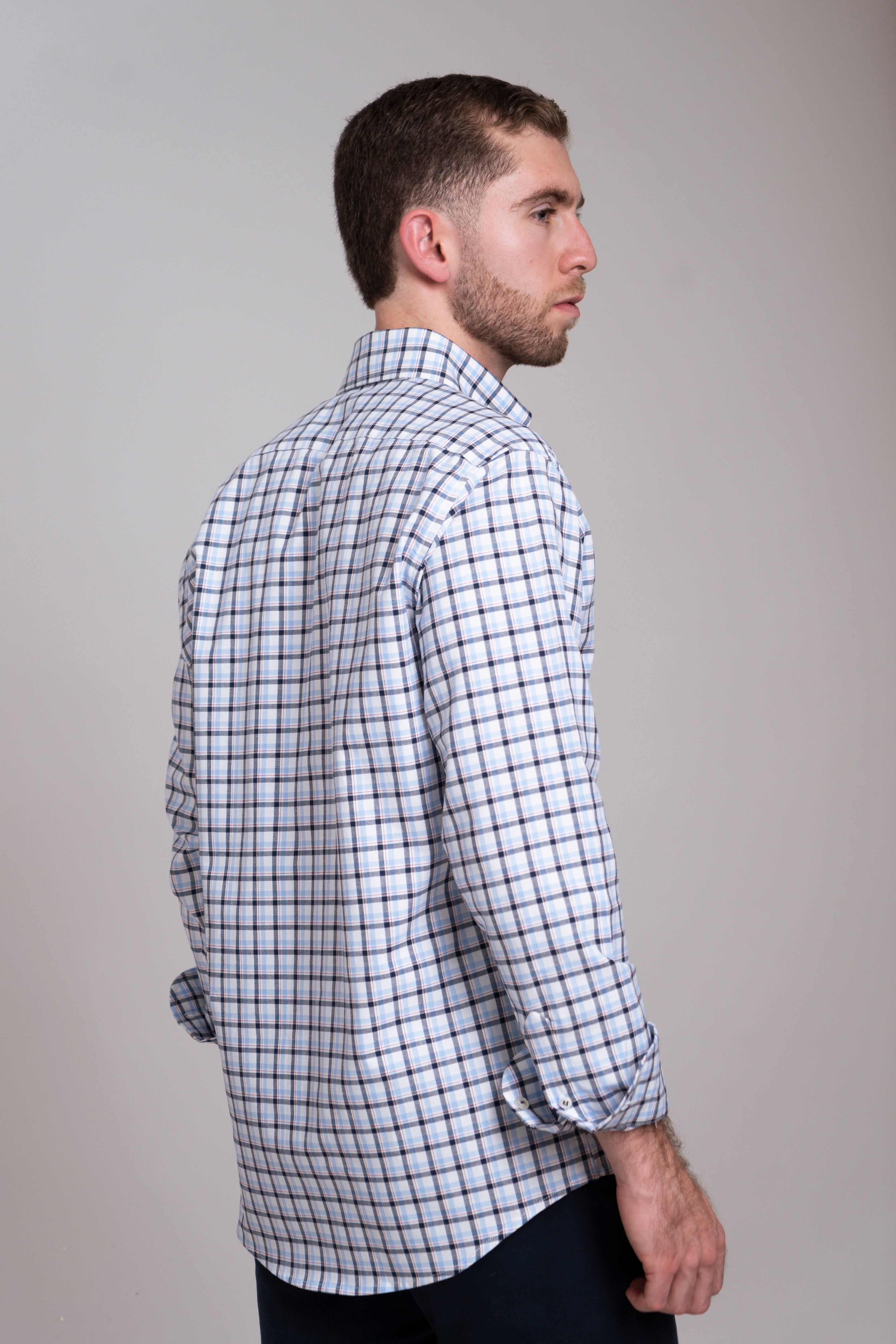 Camisa Oxford Cuadro Azul Cielo