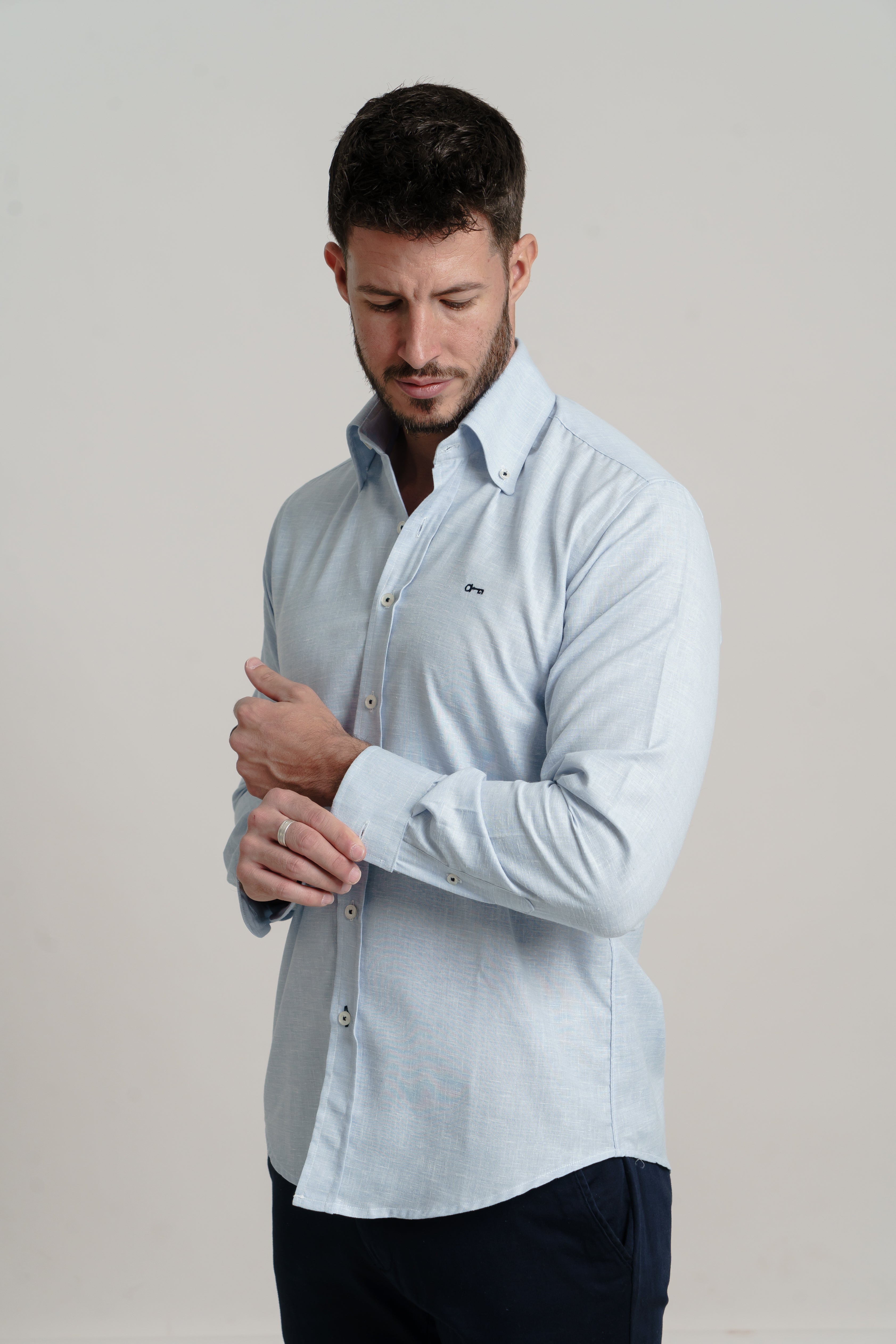Camisa Lino Azul Cielo