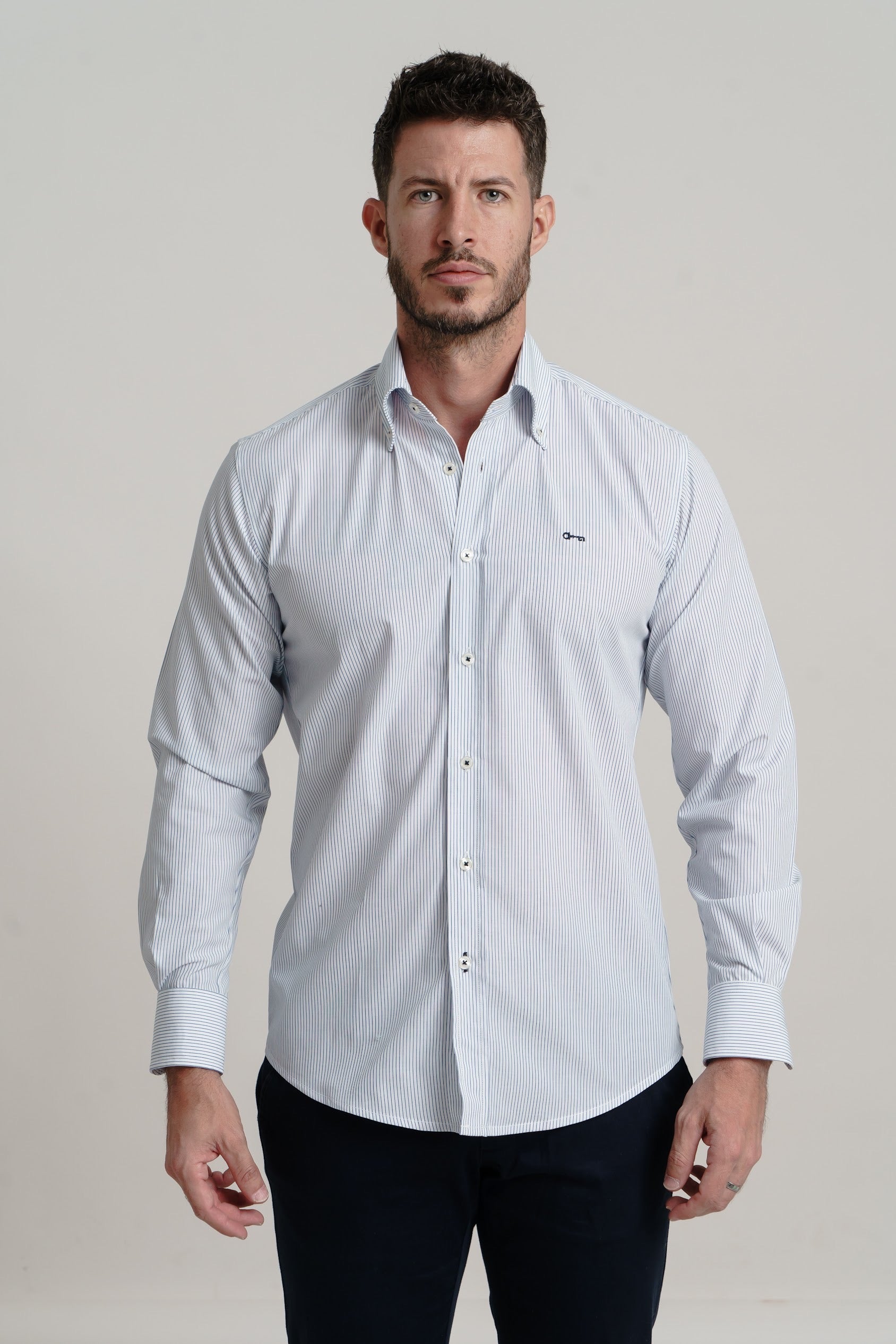 Camisa Popelin Rayas Marino