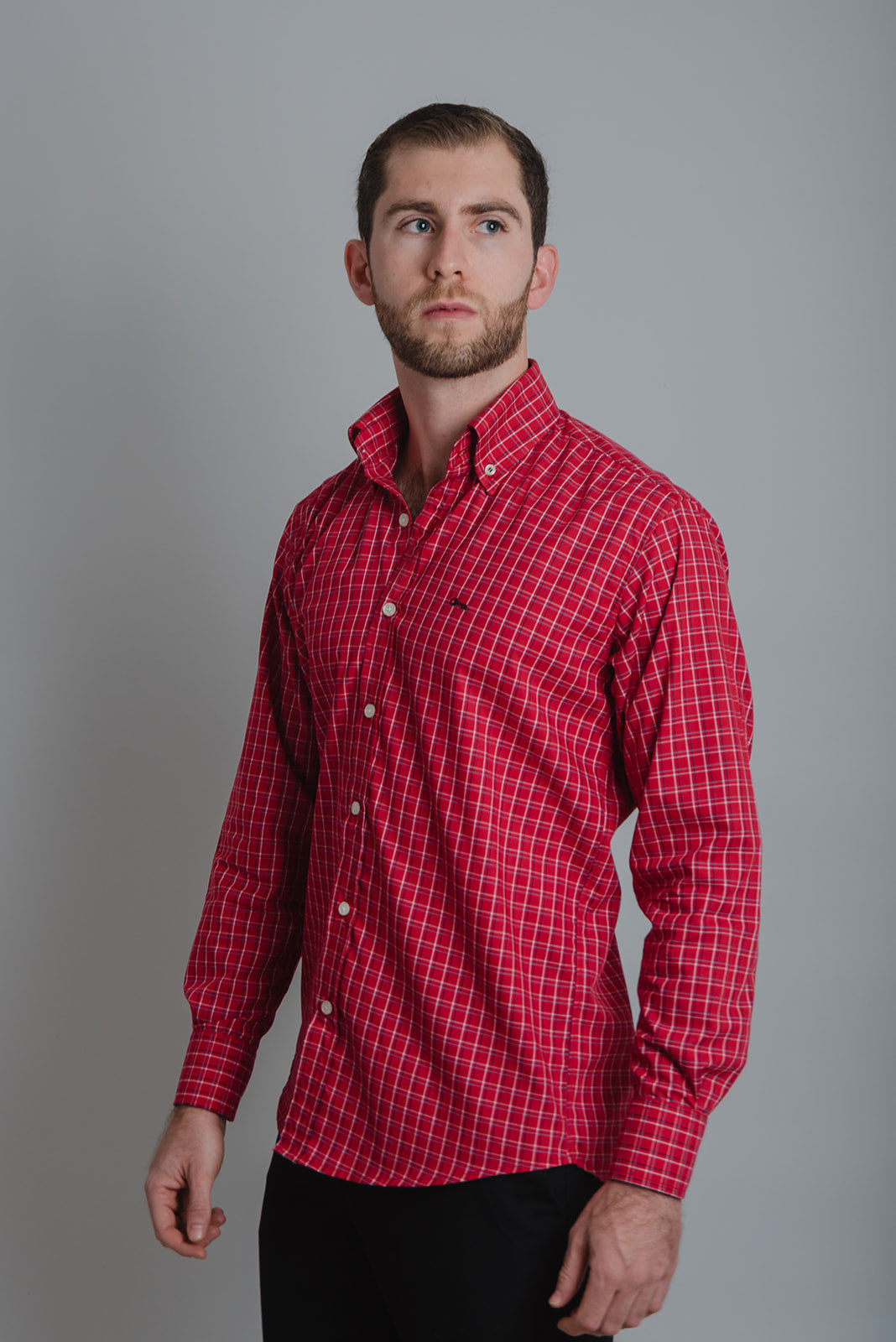 Camisa Algodón Cuadro Rojo