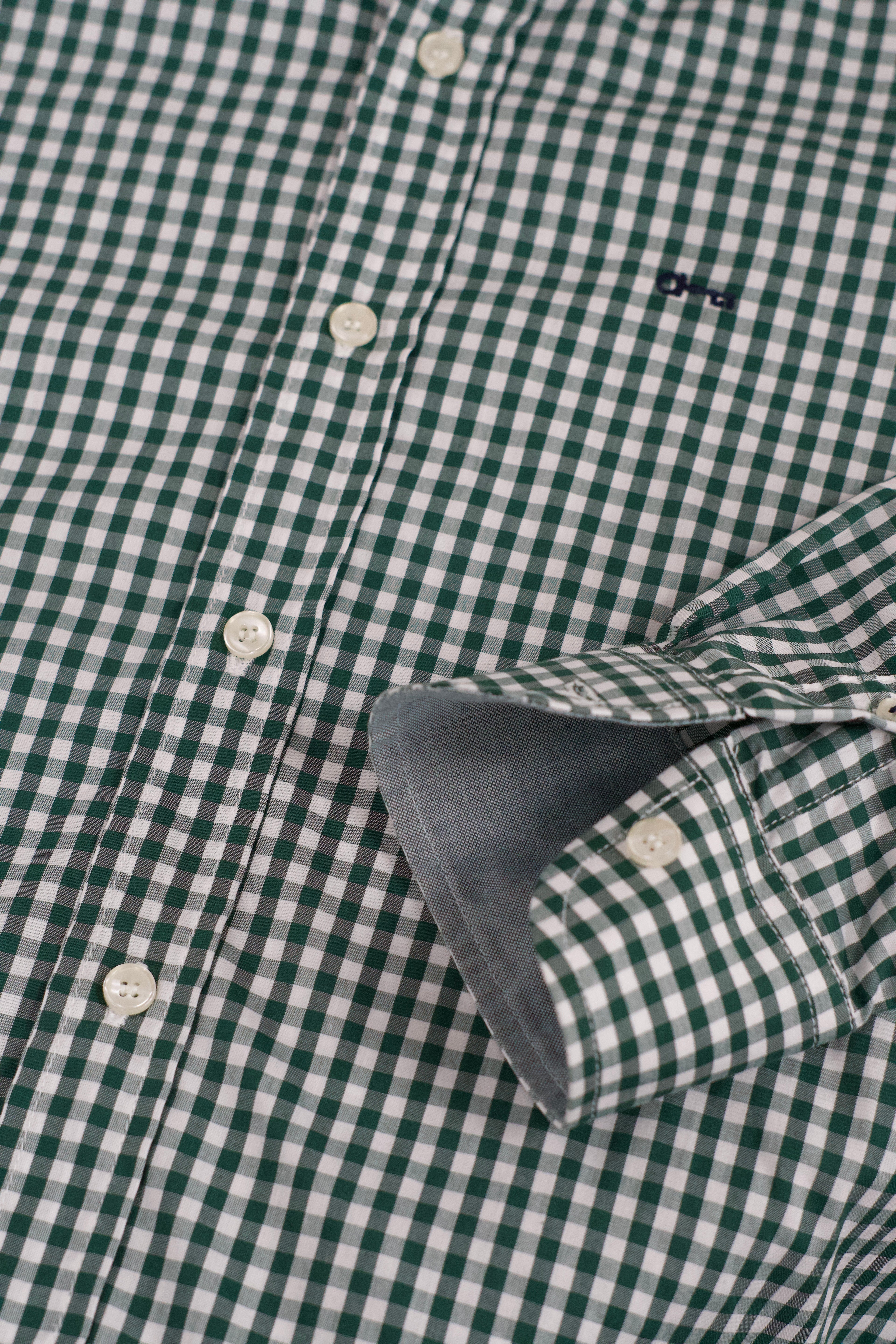 Camisa Popelín Cuadro Verde Botella