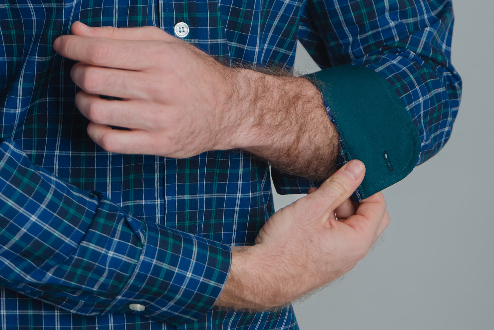 Camisa Cuadro Escocés Azul con Verde