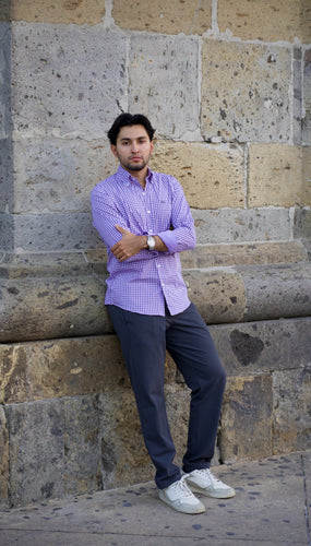 Camisa Popelín Cuadro Purpura