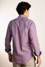 Camisa Popelin Cuadro Rojo y Marino