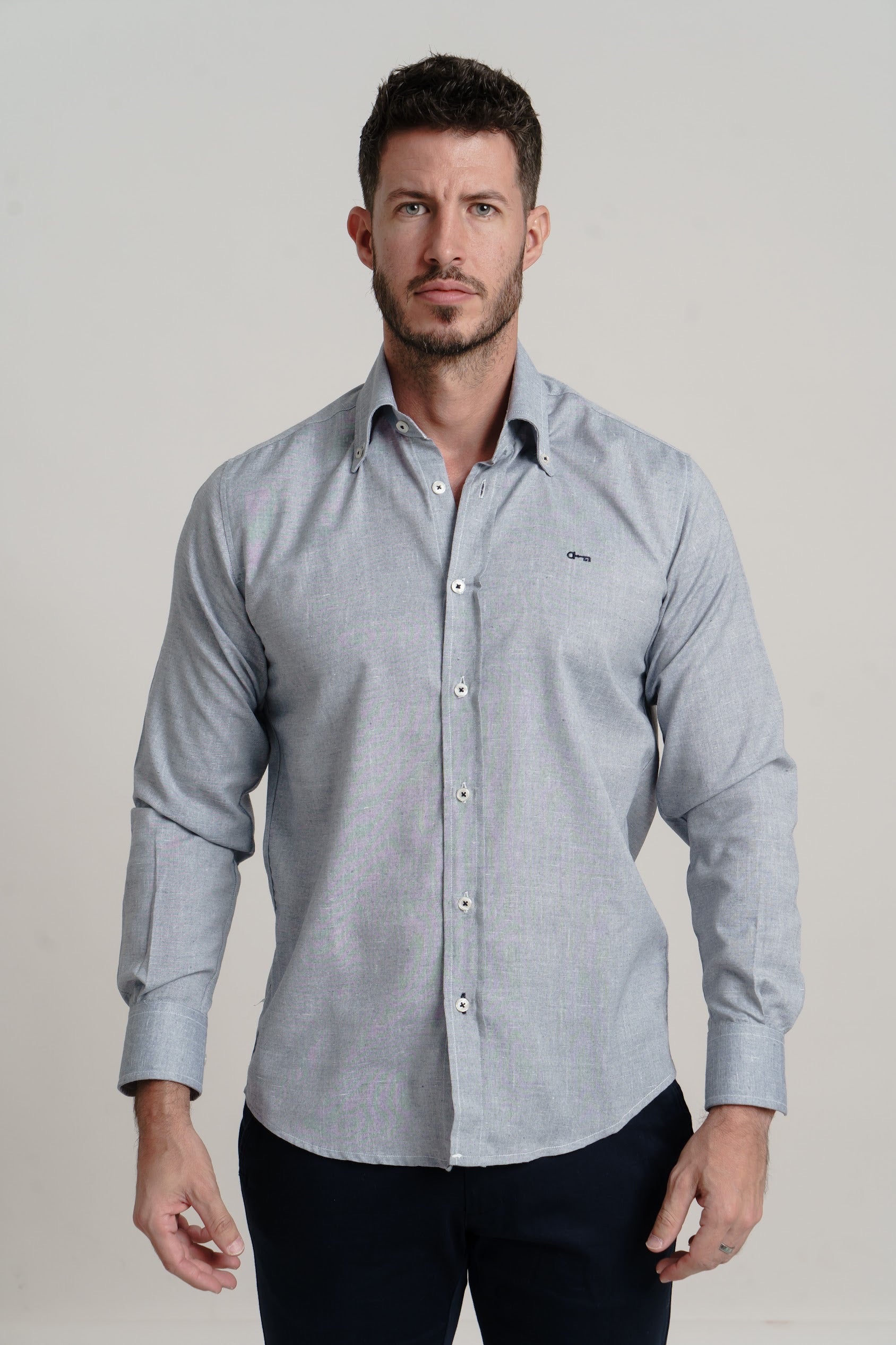 Camisa Lino Marino Melange
