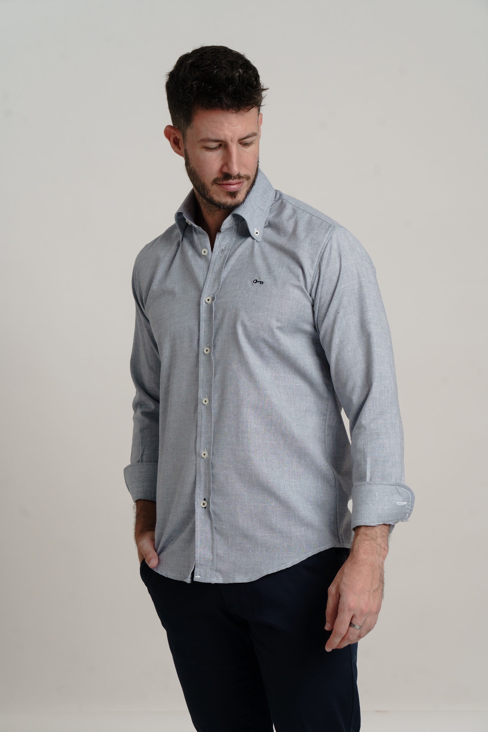 Camisa Lino Marino Melange