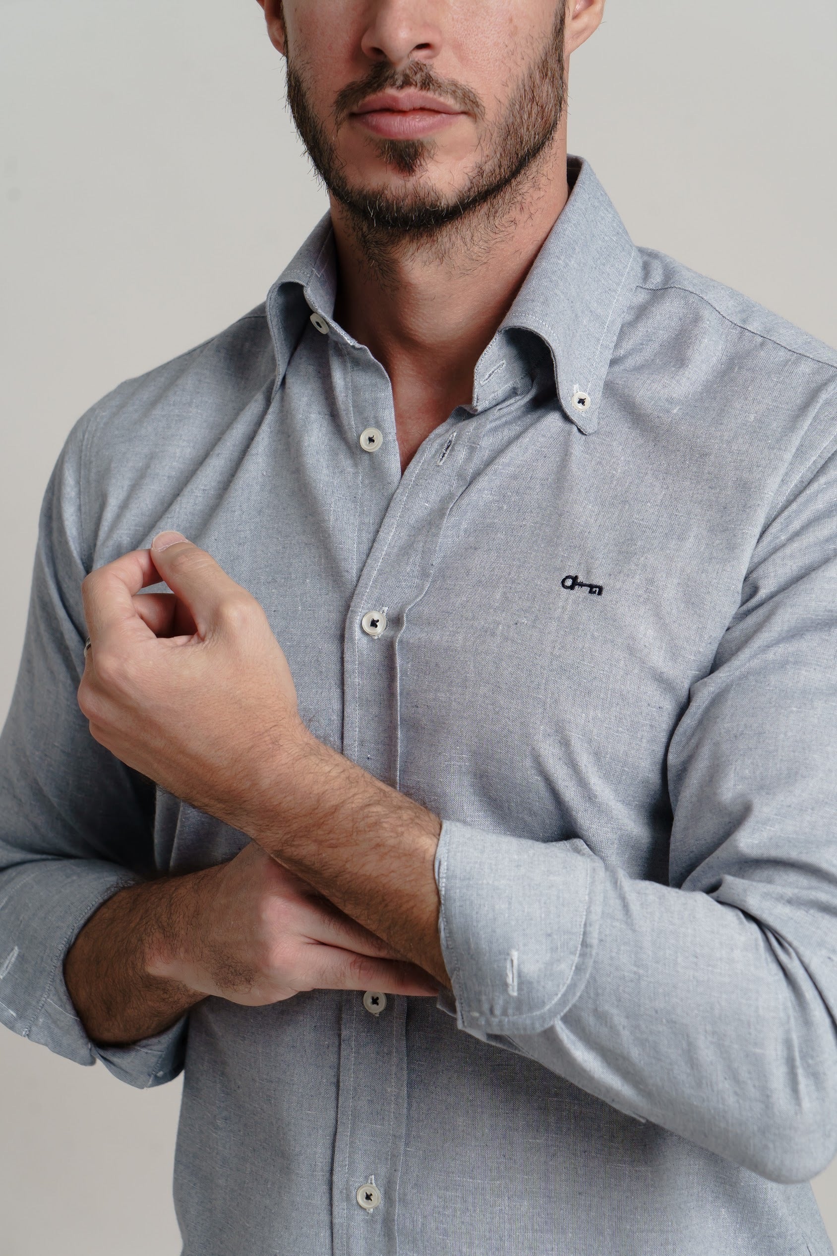 Camisa Lino Marino Melange