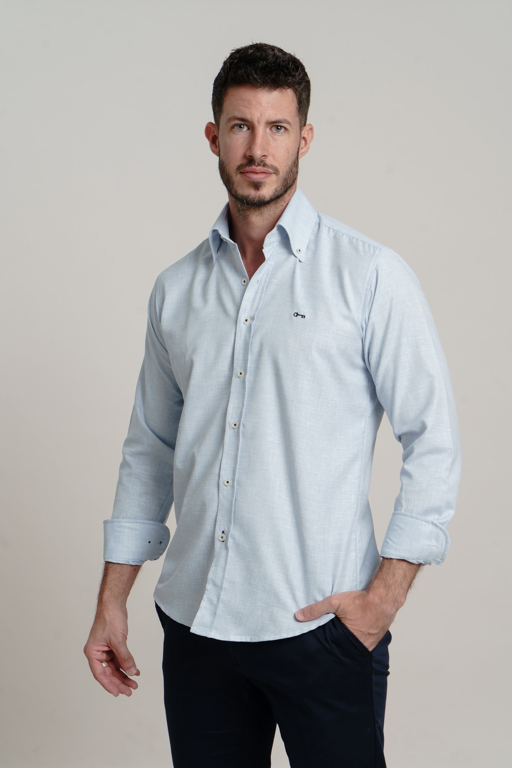 Camisa Lino Azul Cielo