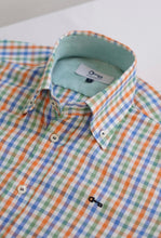 Camisa Popelin Cuadro Verde y Naranja