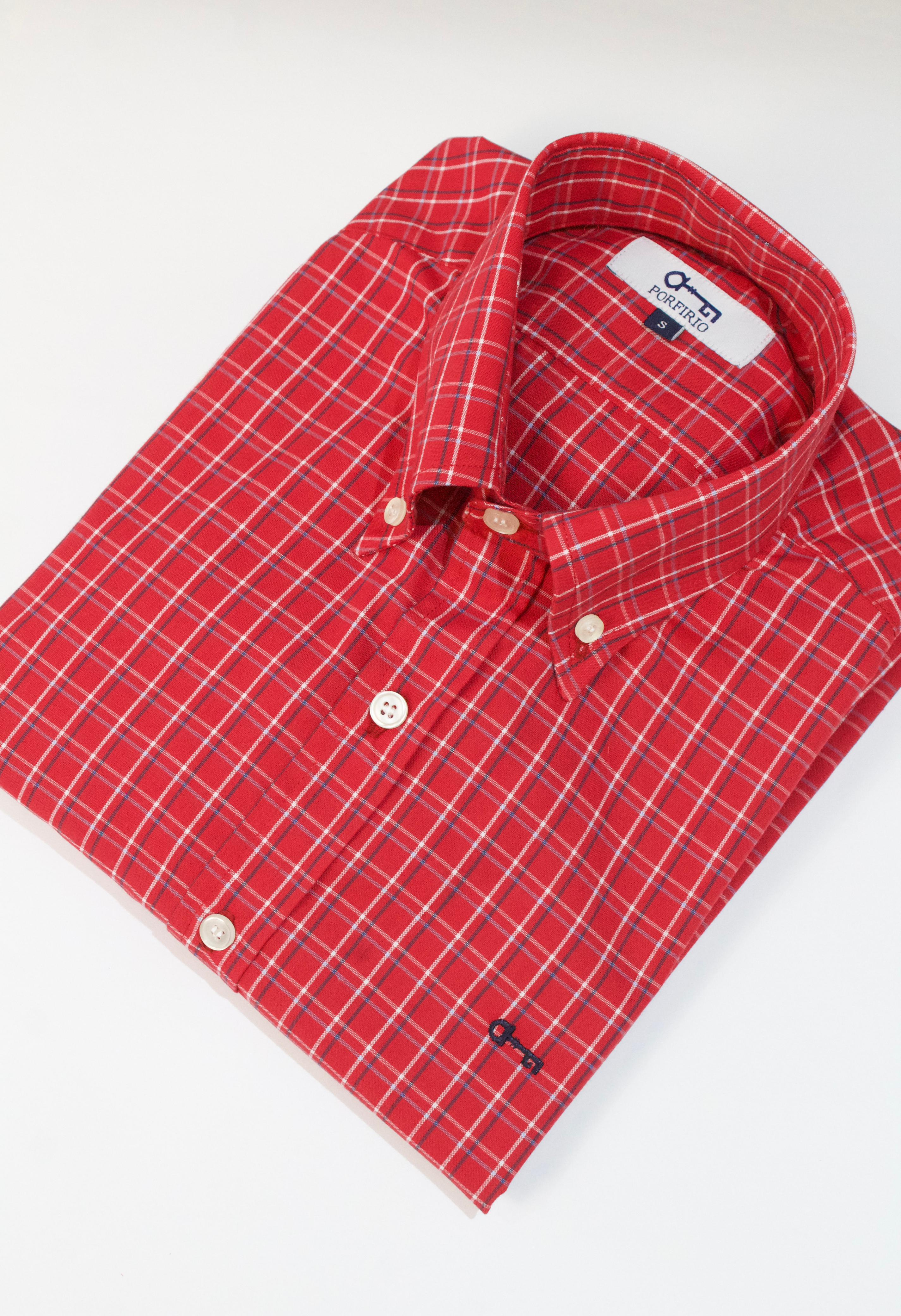Camisa Algodón Cuadro Rojo