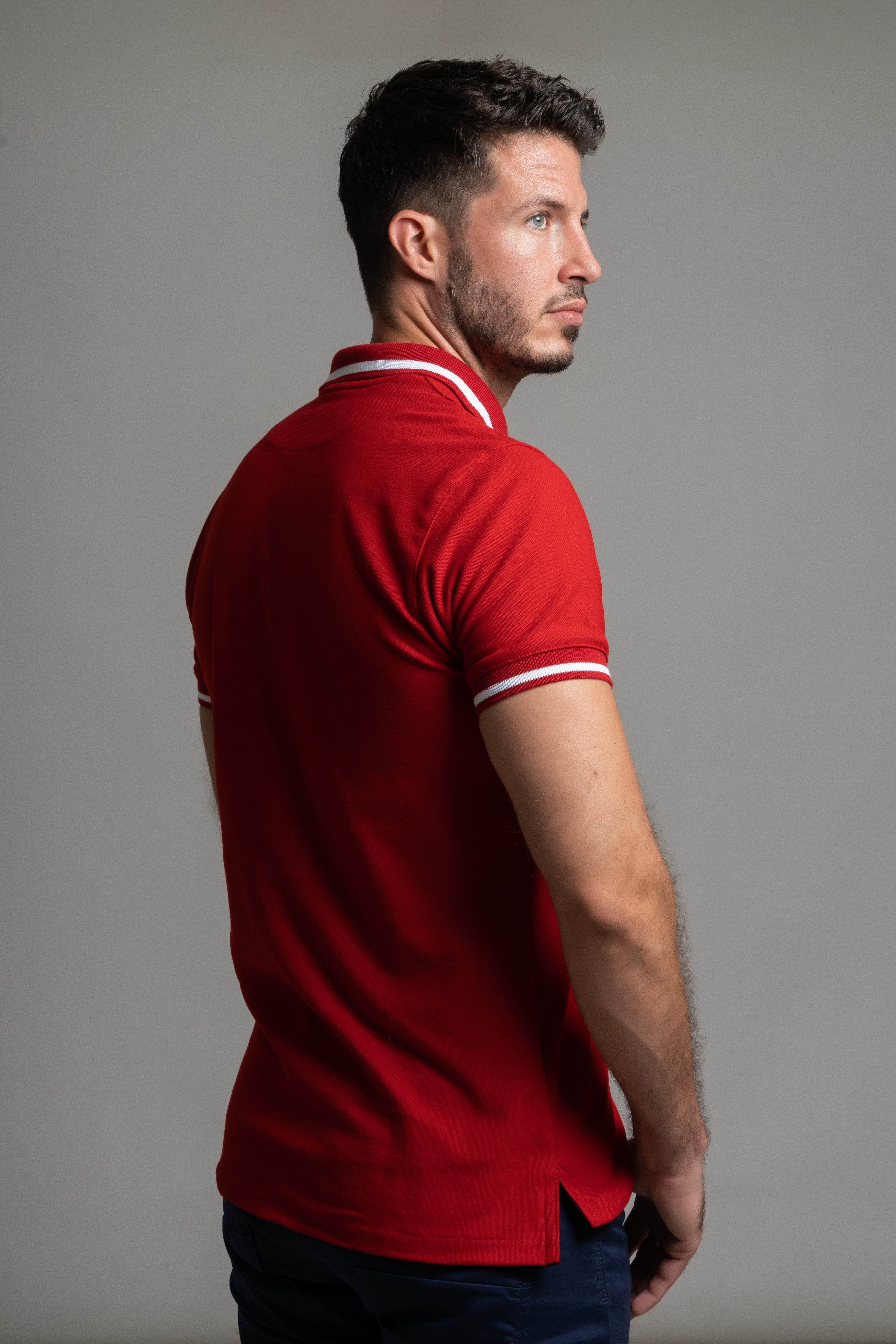 Polo Piqué Roja Cuello Linea