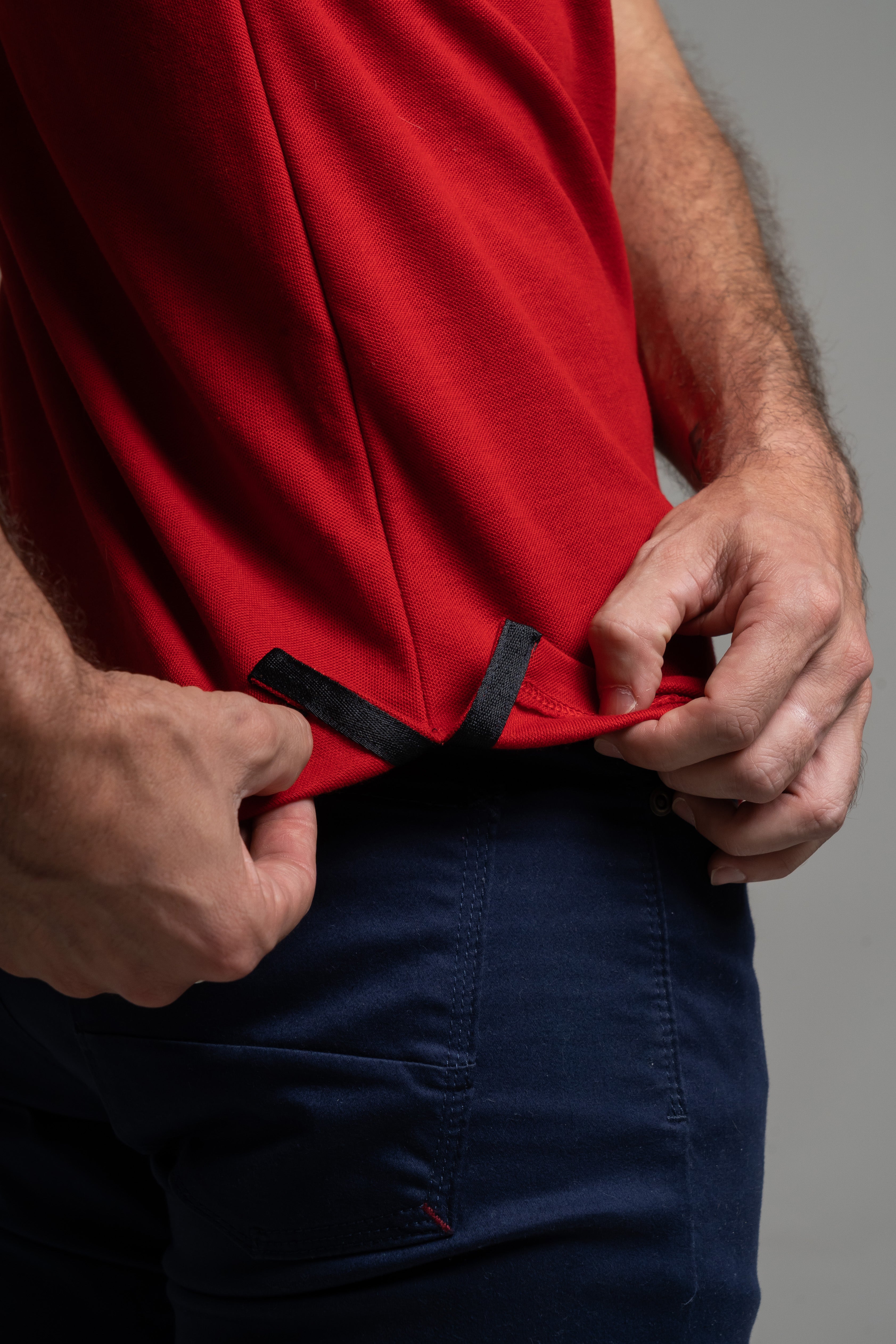 Polo Piqué Roja Cuello Linea