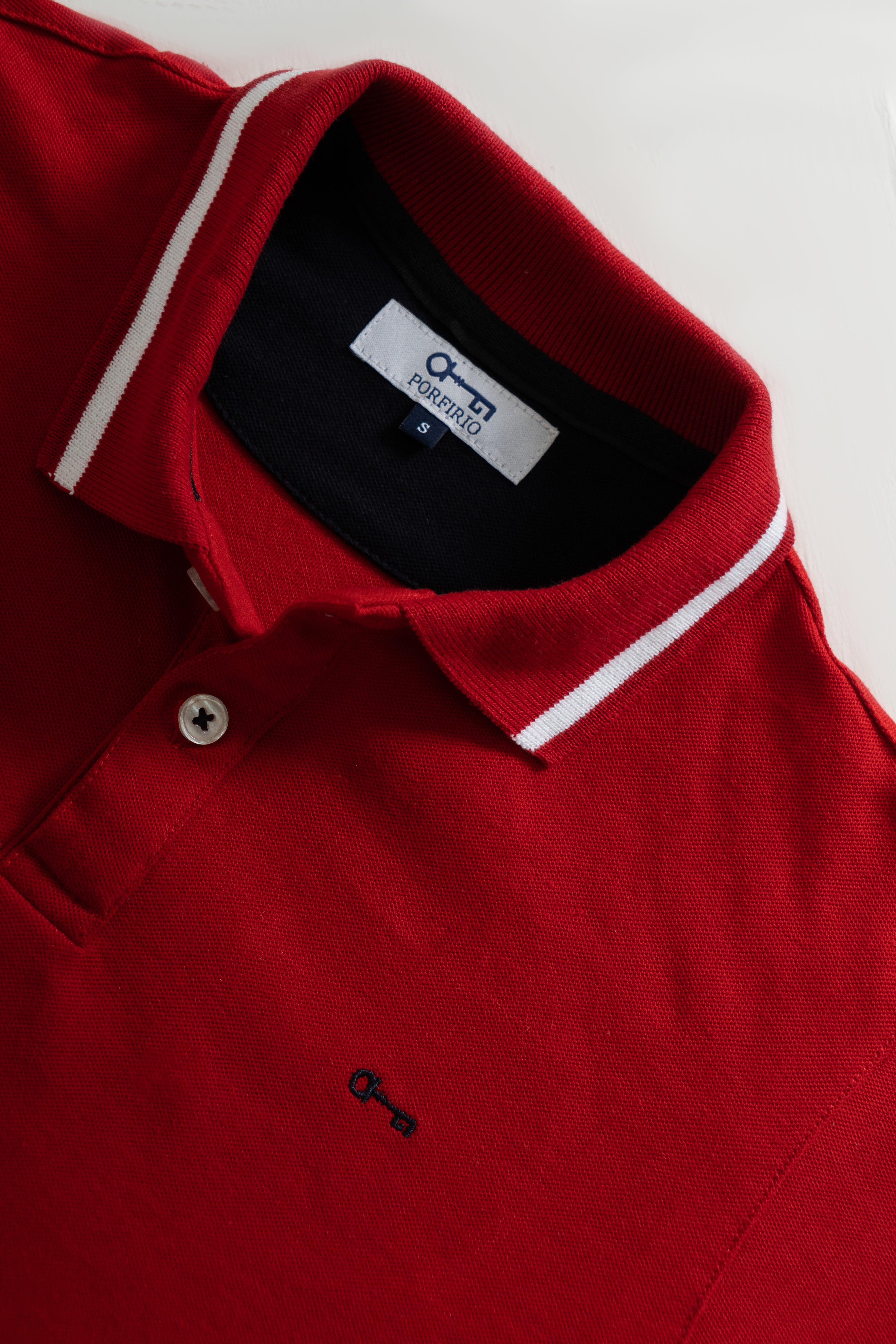 Polo Piqué Roja Cuello Linea