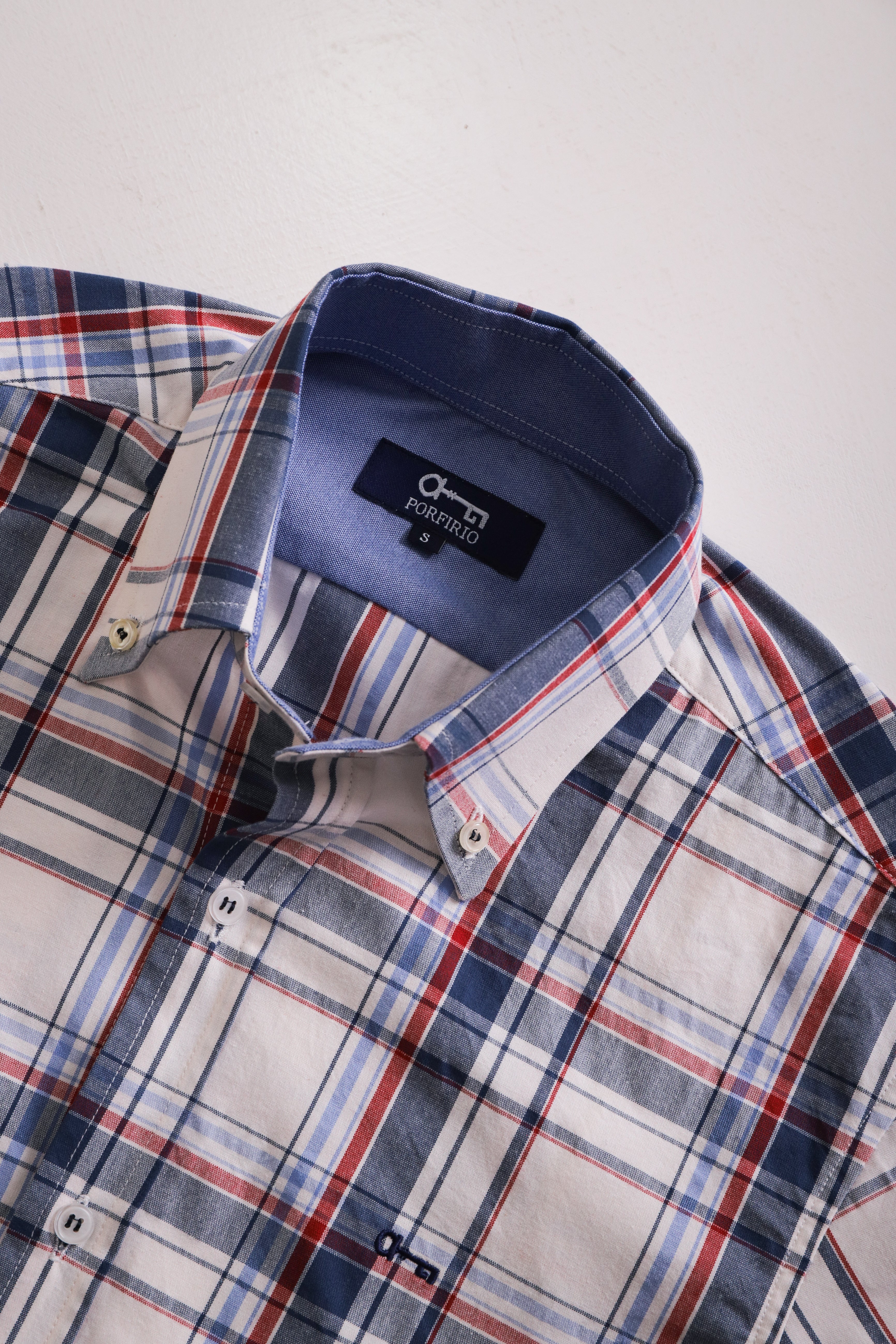 Camisa Oxford Cuadros Rojo y Azul