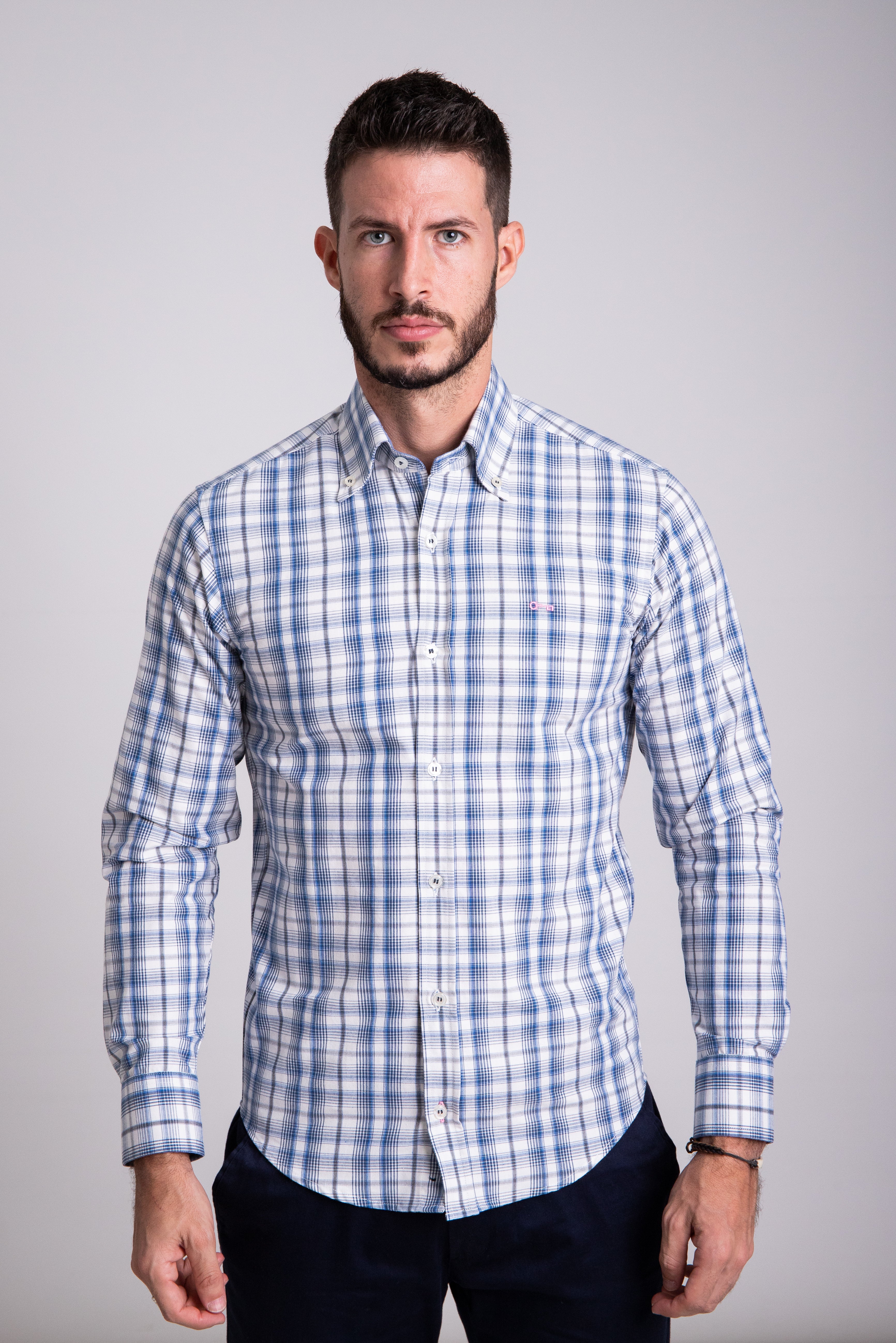 Camisa Oxford Cuadros Marino/Cielo
