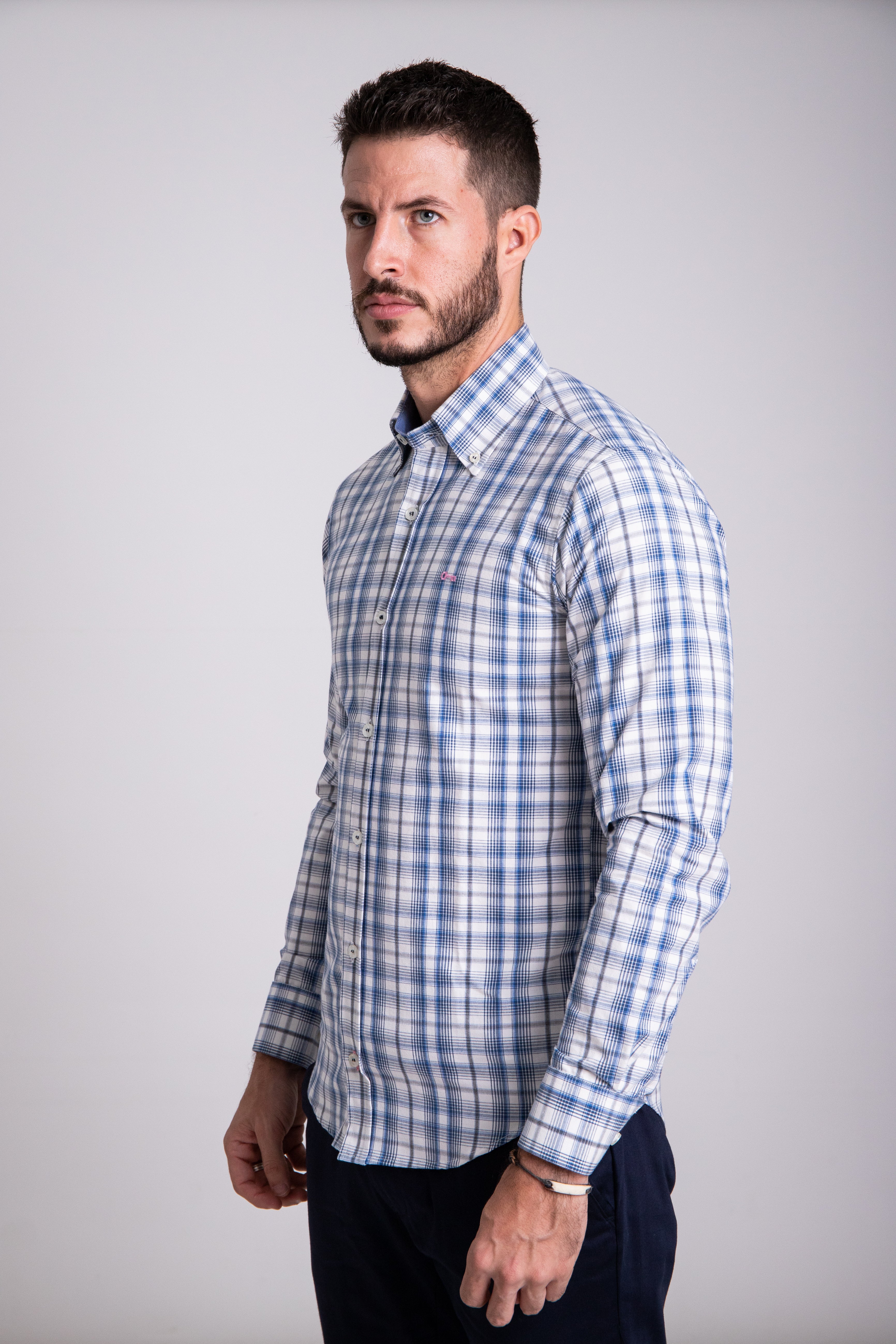 Camisa Oxford Cuadros Marino/Cielo