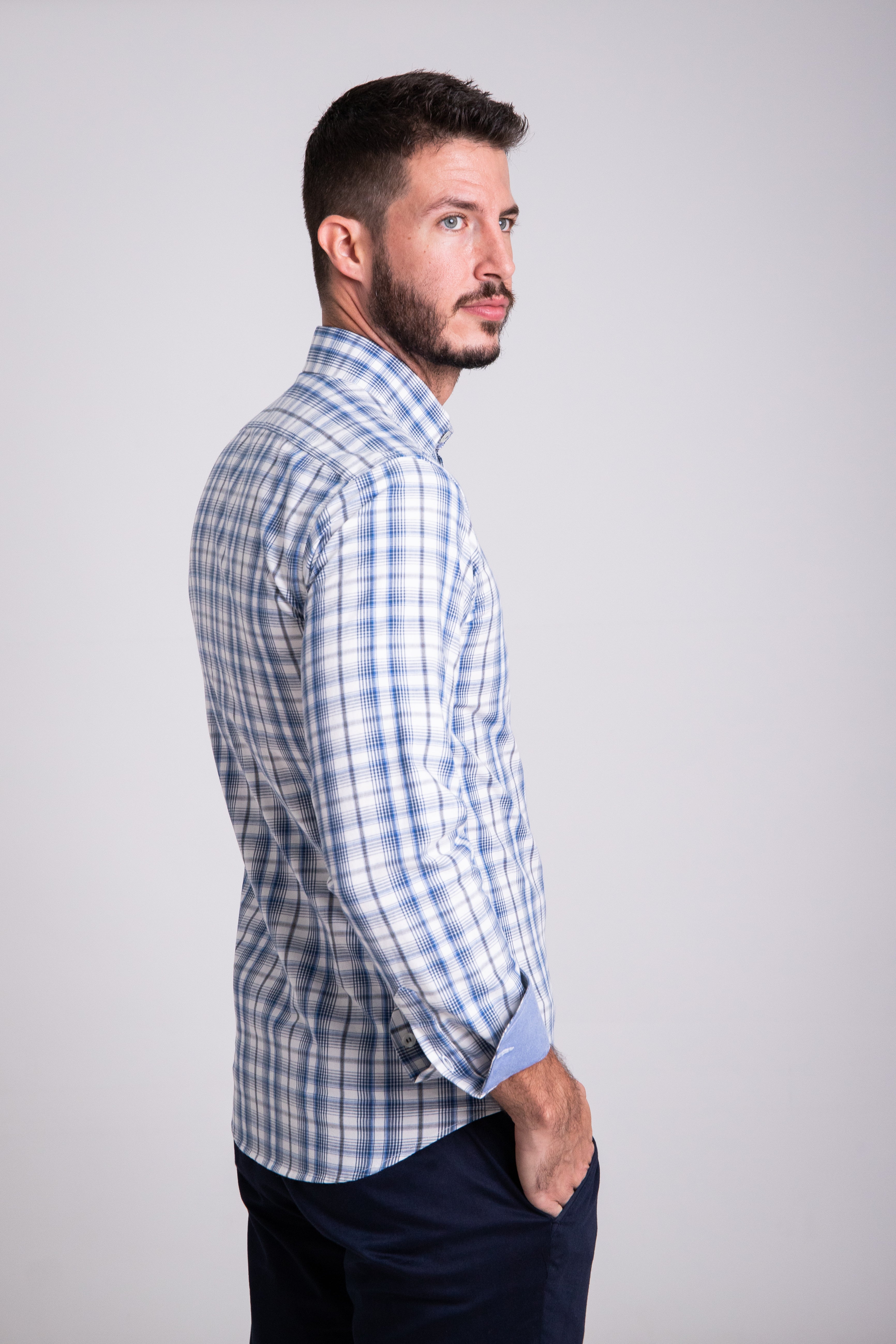 Camisa Oxford Cuadros Marino/Cielo