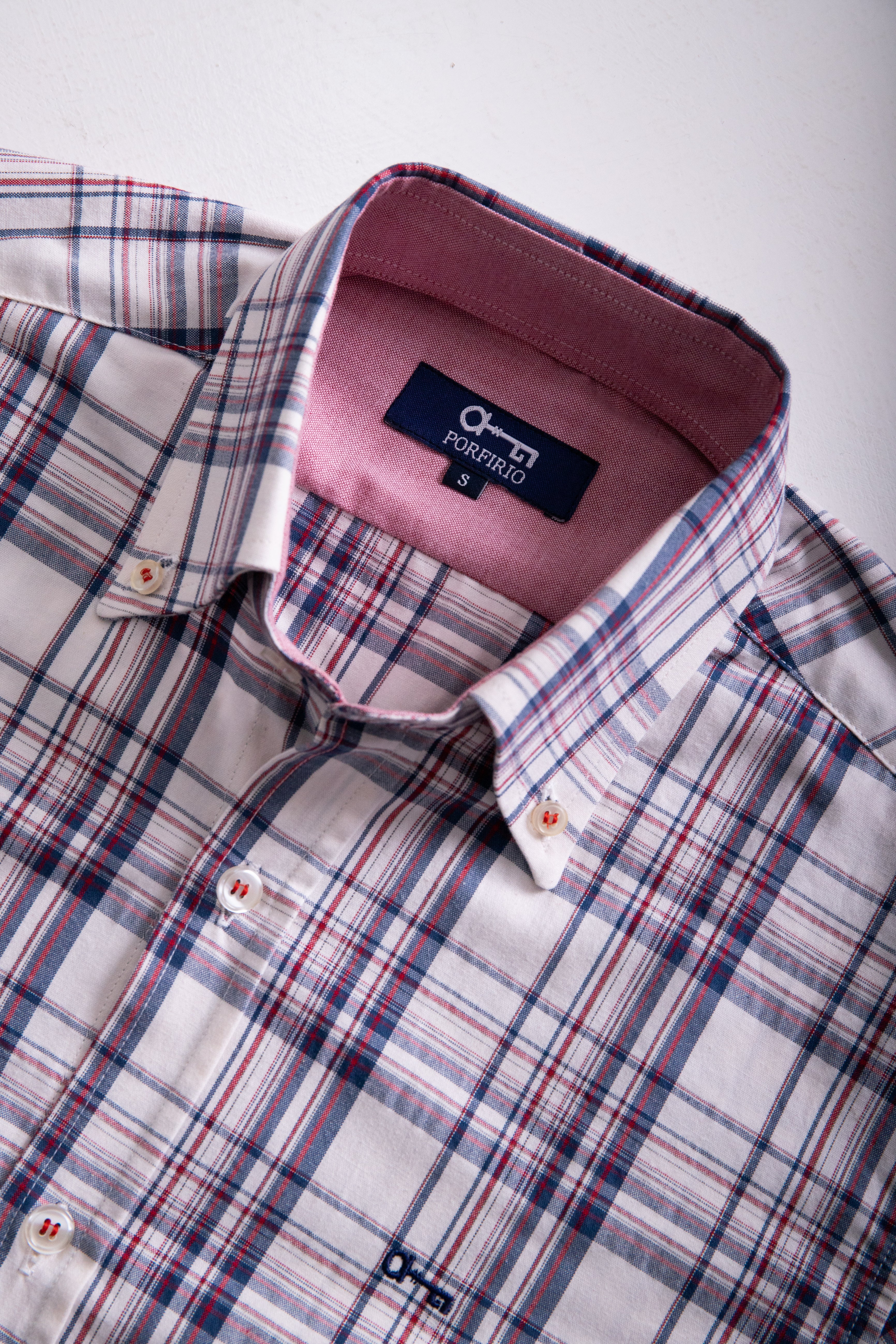 Camisa Oxford Cuadro Rojo y Marino