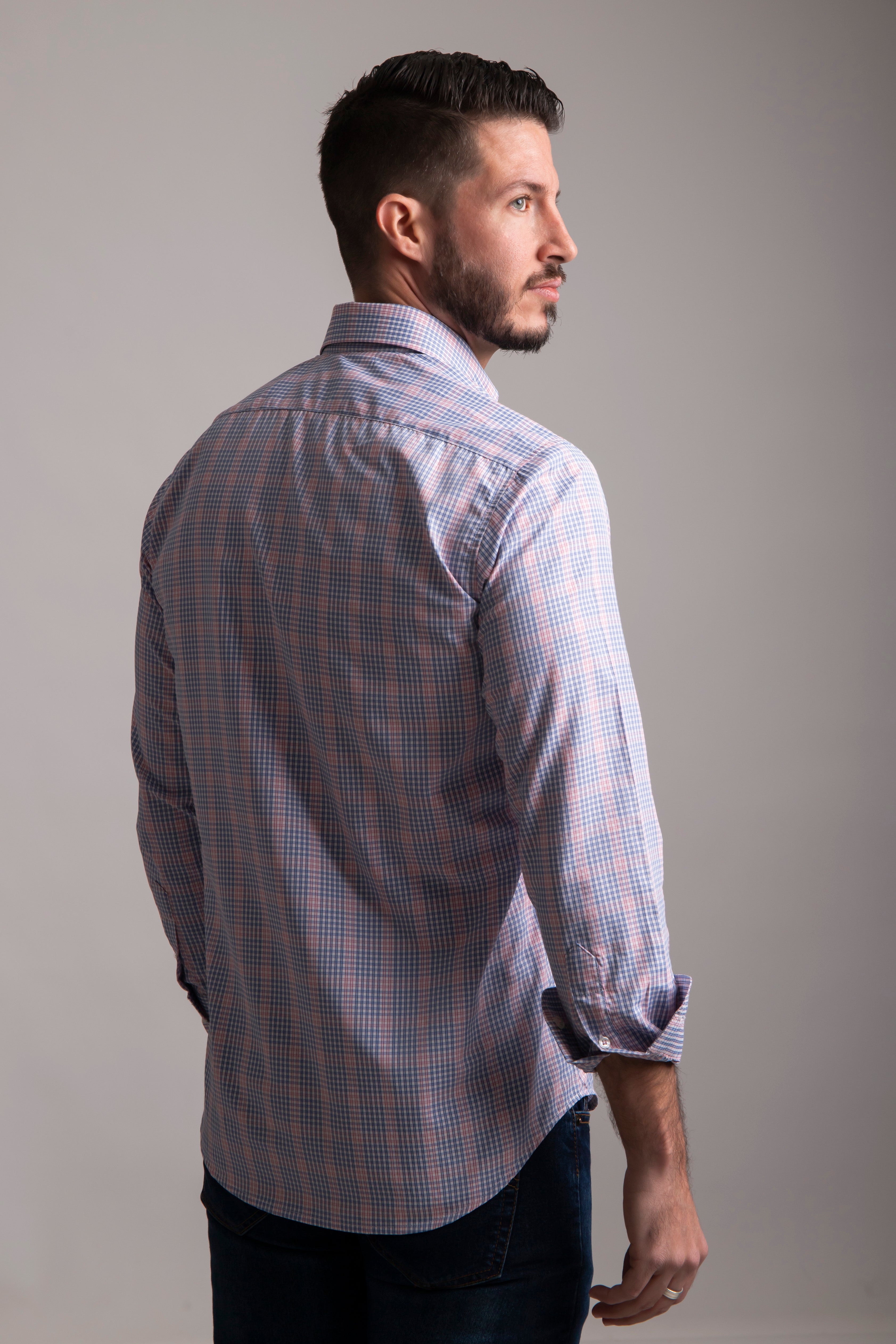Camisa Cuadro Pequeño Rosa y Cielo