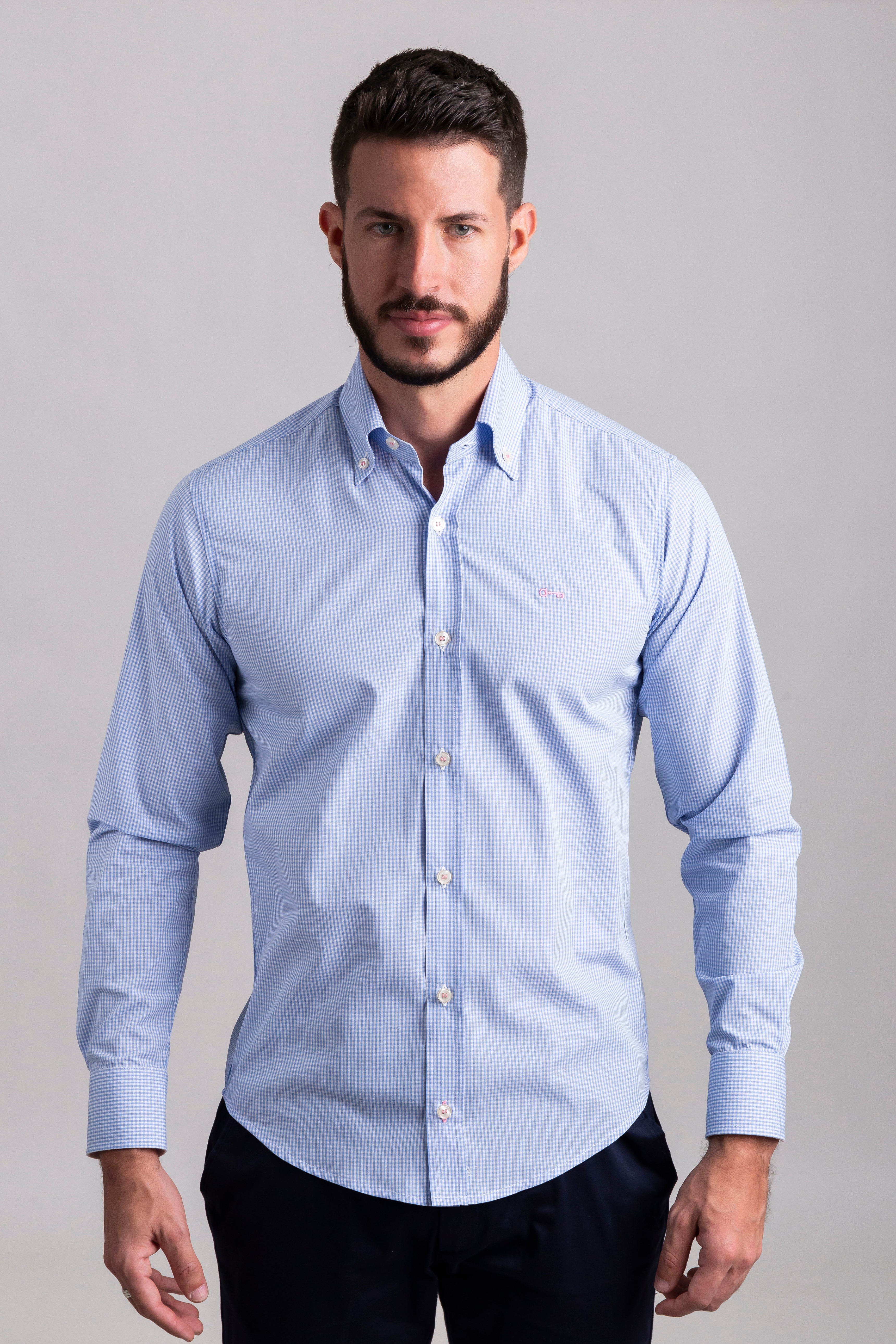 Camisa Cuadros Mini Azul Cielo